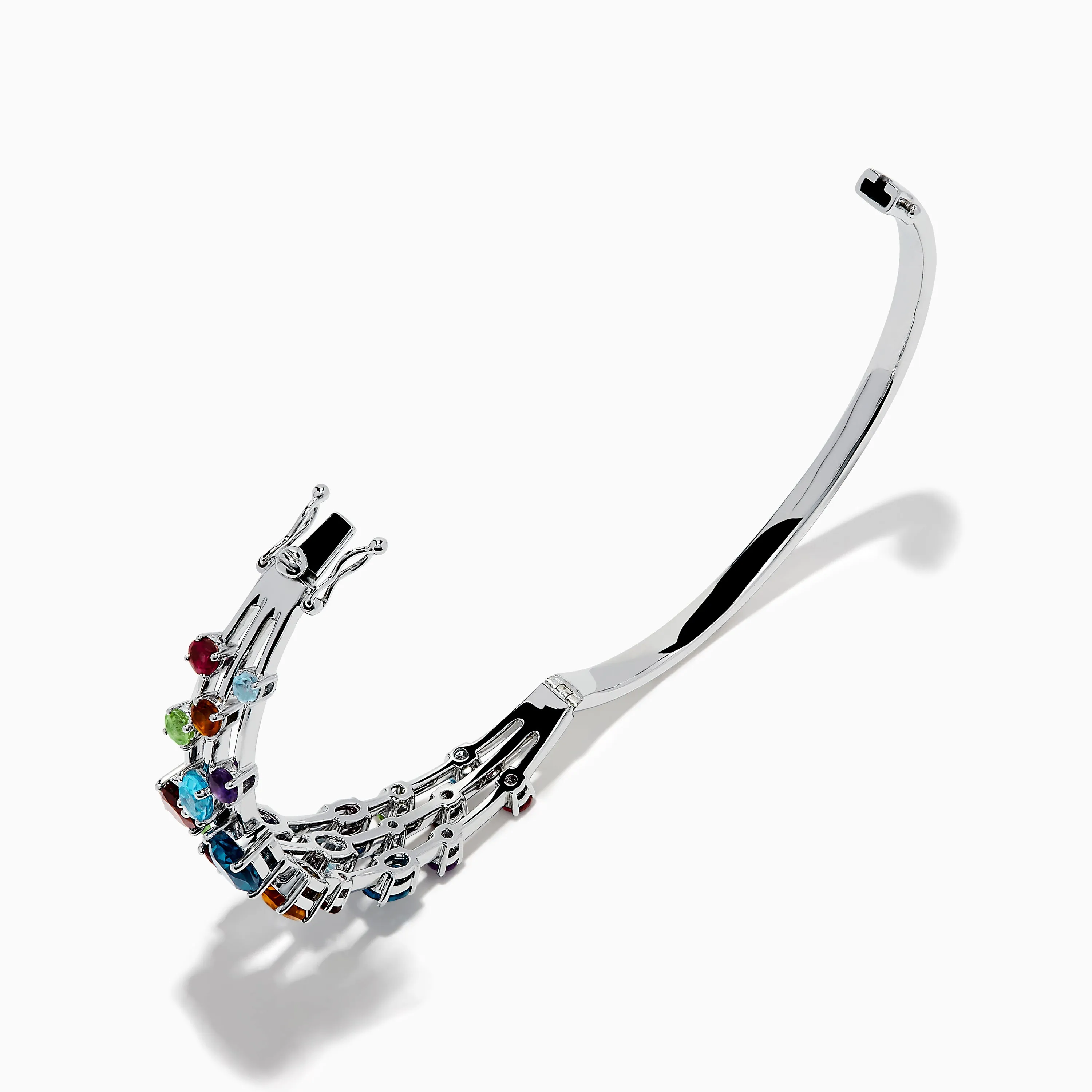 925 Sterling Silver Multi Color Gemstone 3 Row Statement Bangle sold by Effy product image thumbnail 2