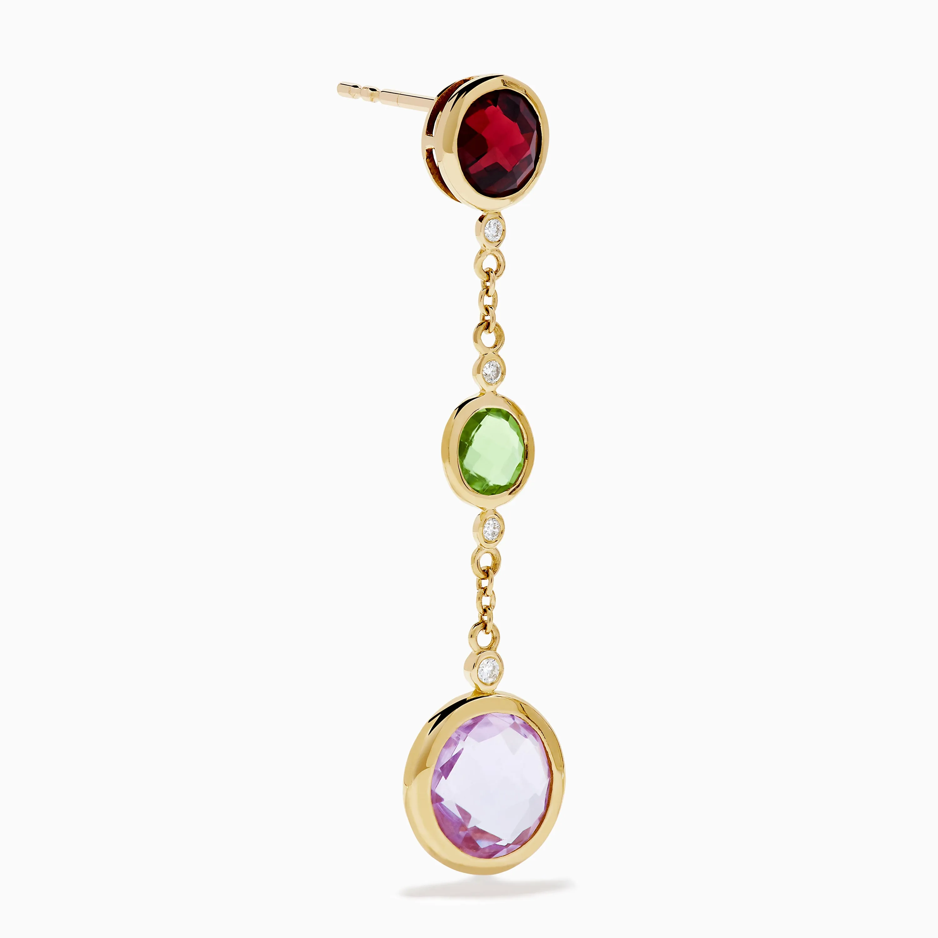 14K Yellow Gold Diamond and Muti Color Gemstone Linear Drop Earrings sold by Effy product image thumbnail 3