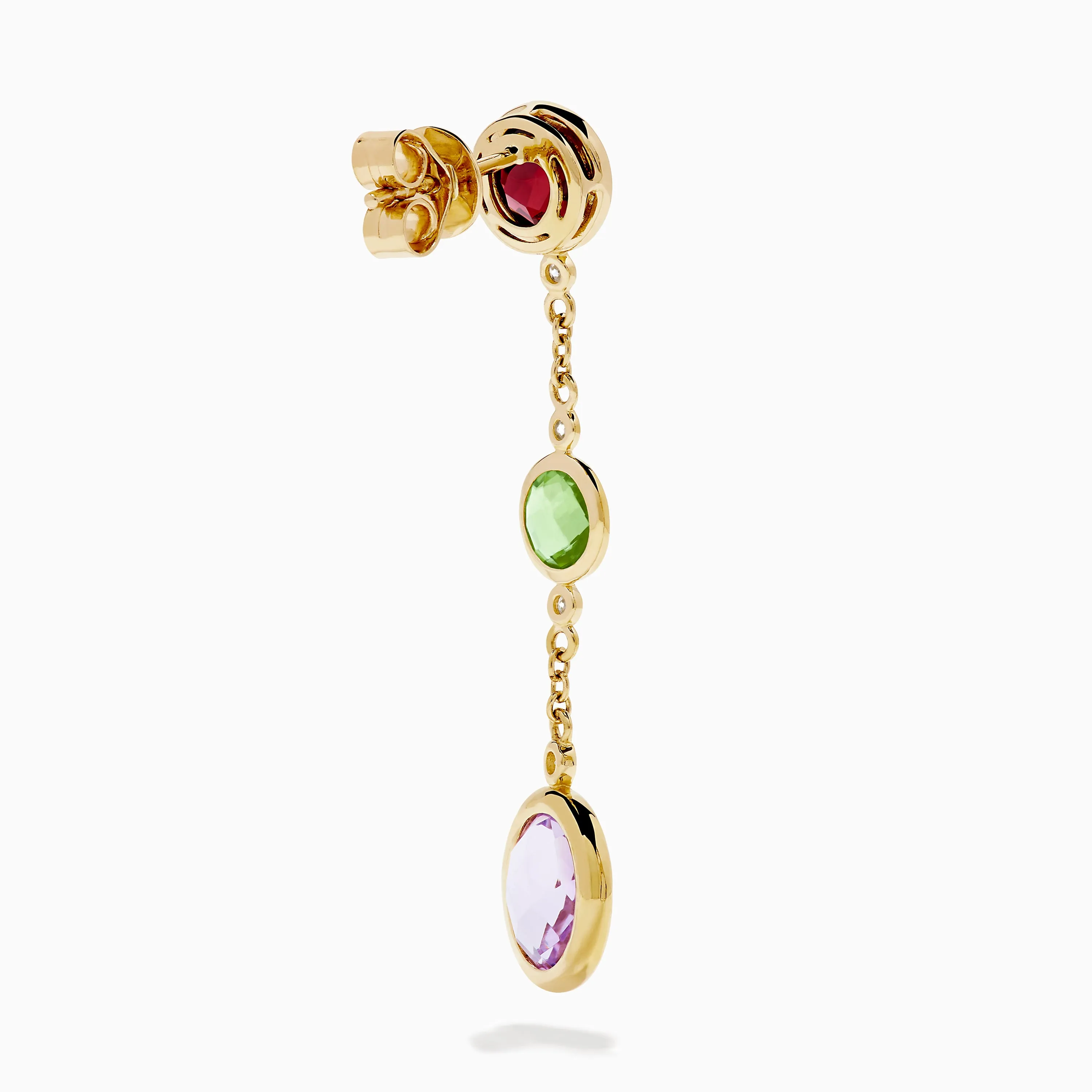 14K Yellow Gold Diamond and Muti Color Gemstone Linear Drop Earrings sold by Effy product image thumbnail 4