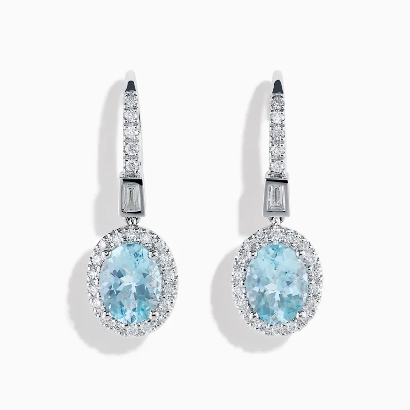 14K White Gold Aquamarine and Diamond Dangle Earrings sold by Effy