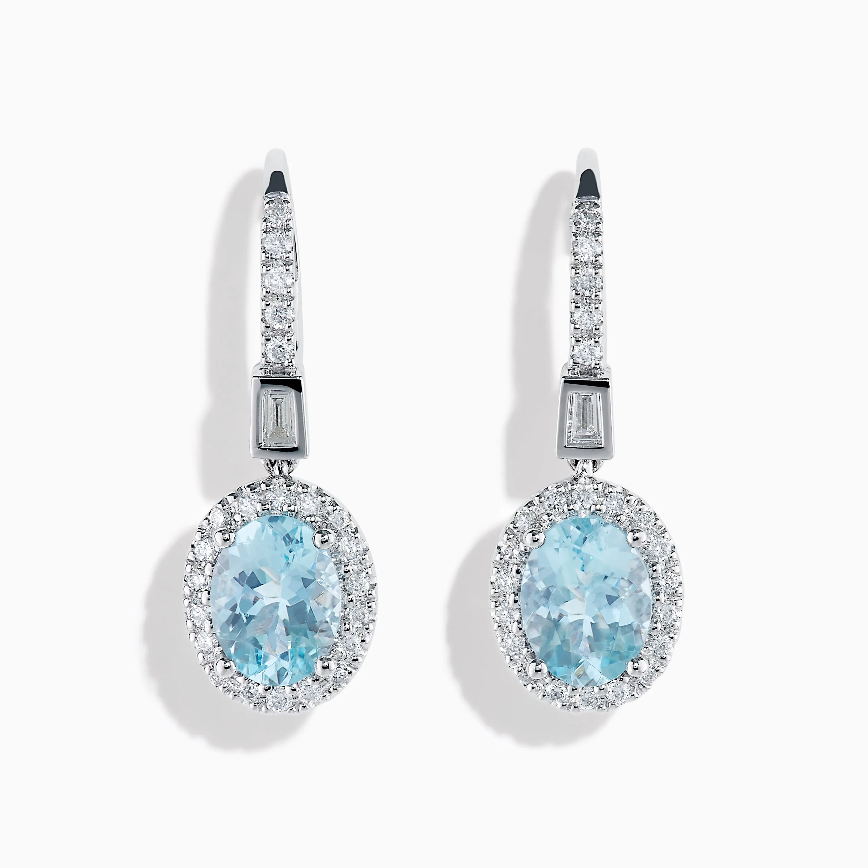 14K White Gold Aquamarine and Diamond Dangle Earrings sold by Effy