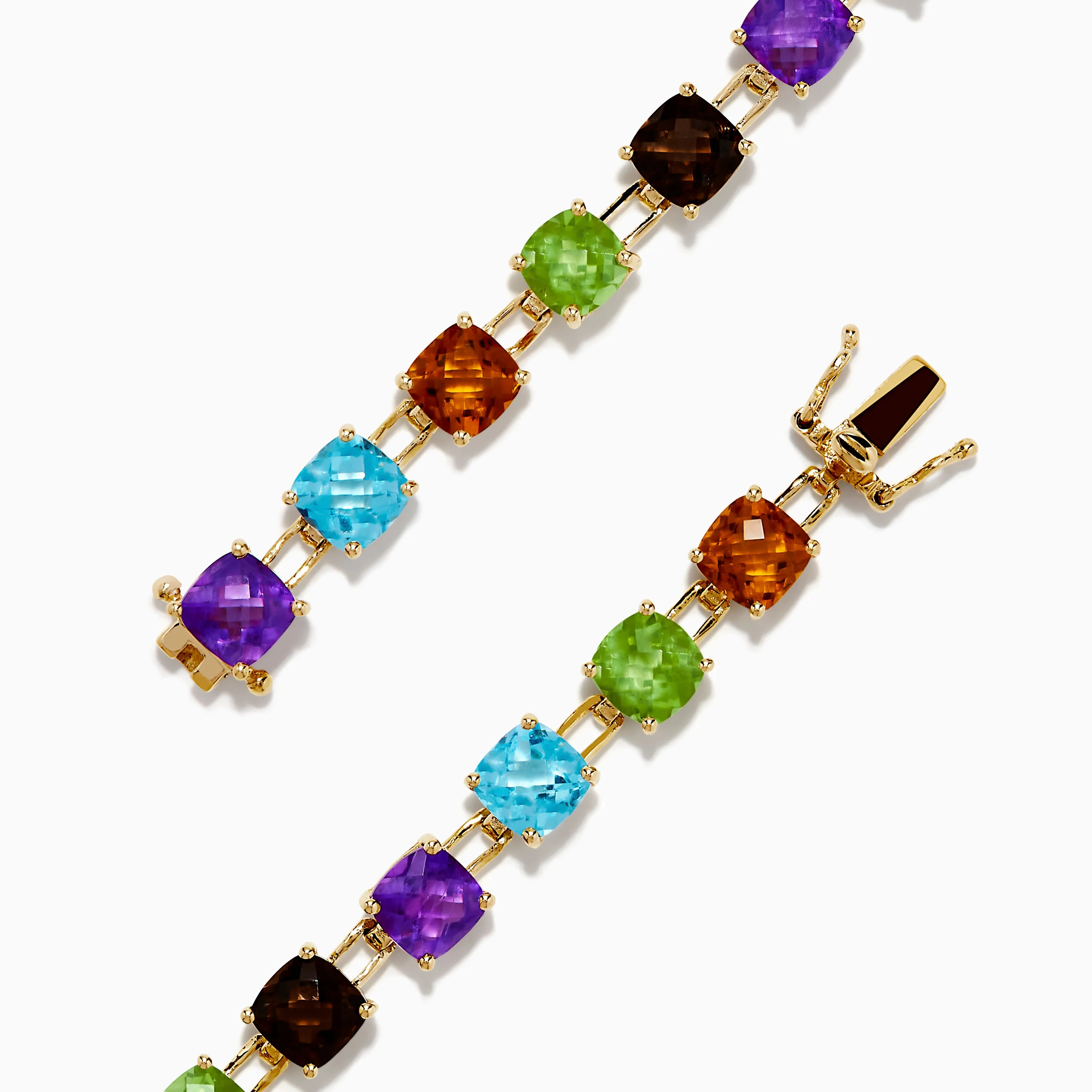 14K Yellow Gold Cushion Cut Multi Color Gemstone Tennis Bracelet sold by Effy product image thumbnail 4