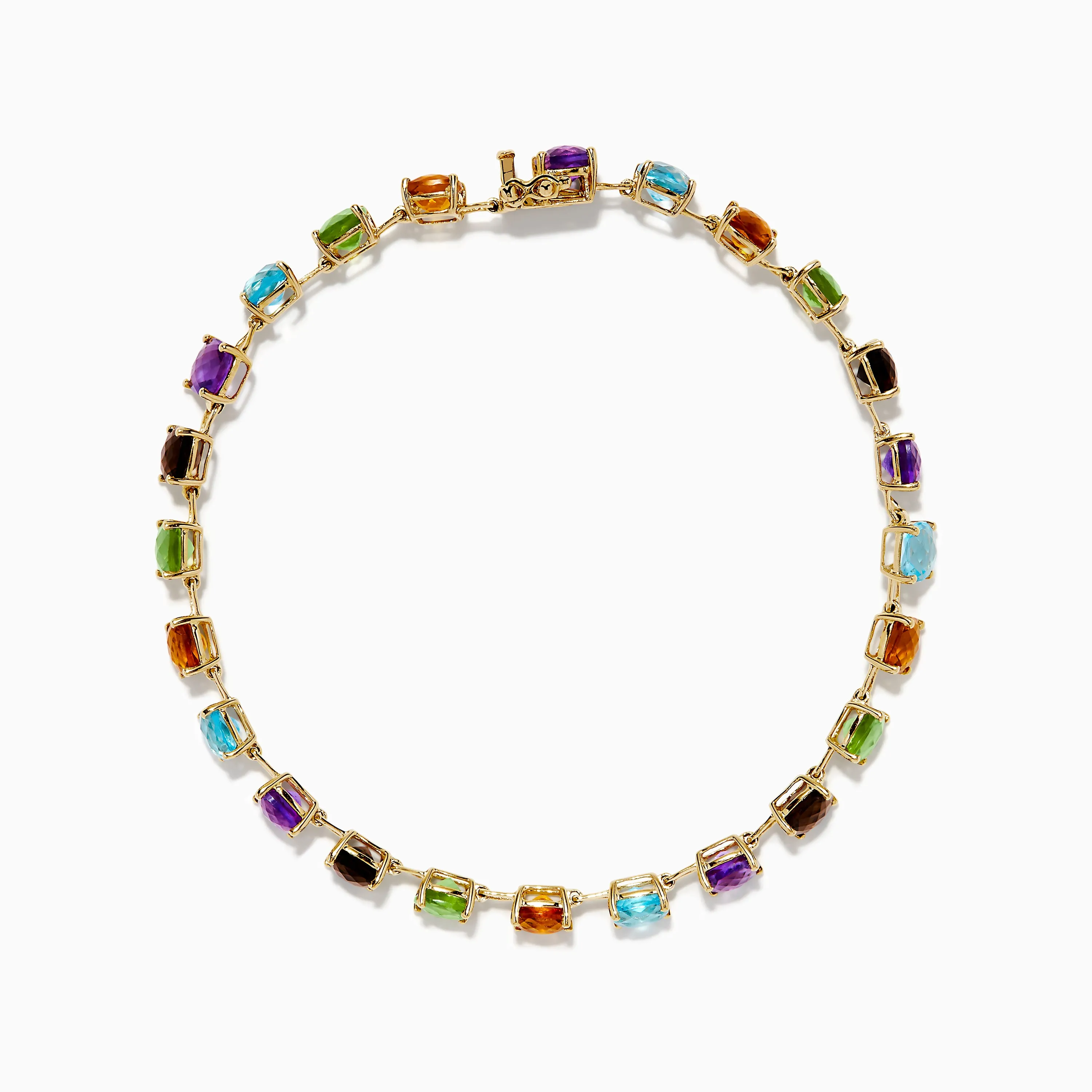 14K Yellow Gold Cushion Cut Multi Color Gemstone Tennis Bracelet sold by Effy product image thumbnail 3