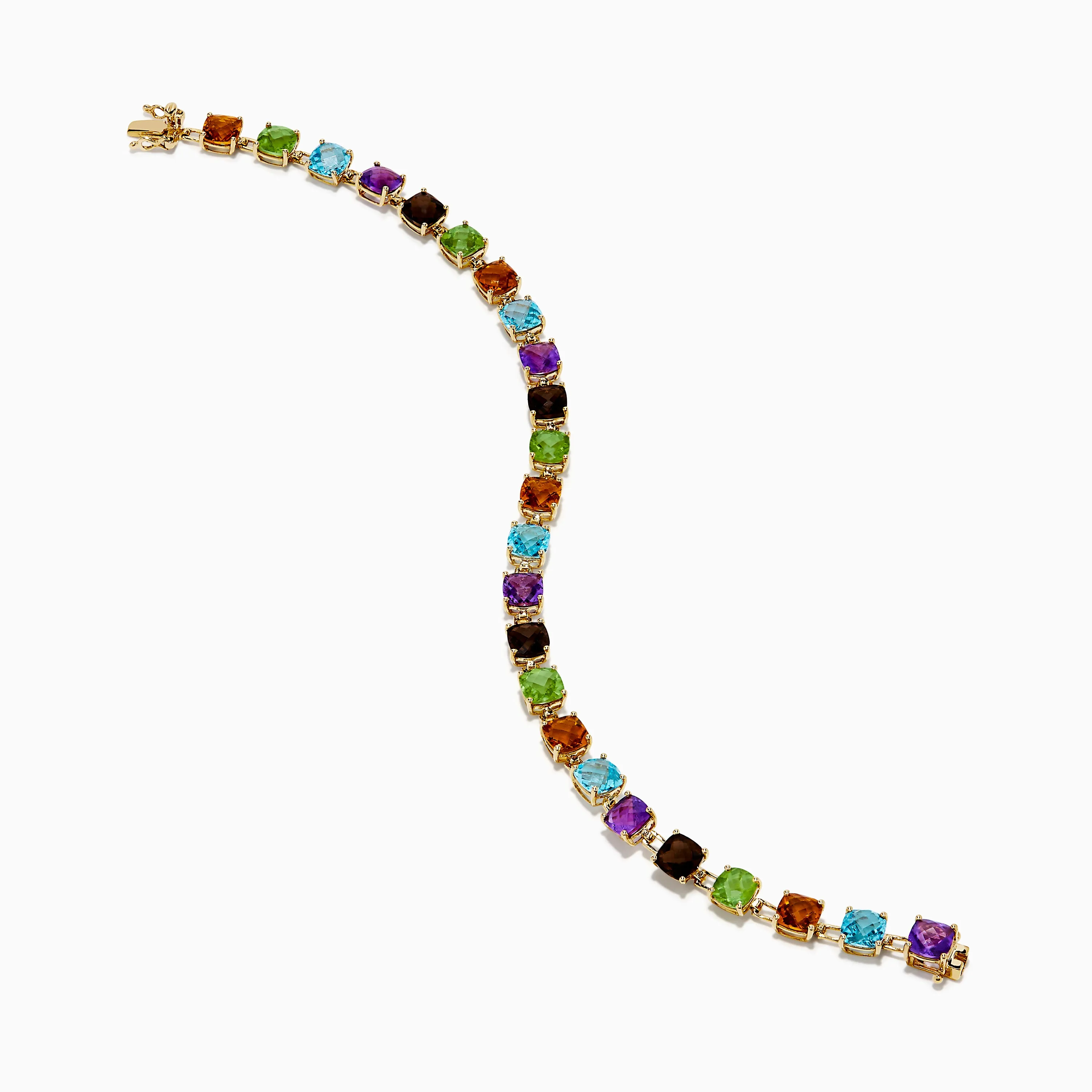 14K Yellow Gold Cushion Cut Multi Color Gemstone Tennis Bracelet sold by Effy product image thumbnail 2