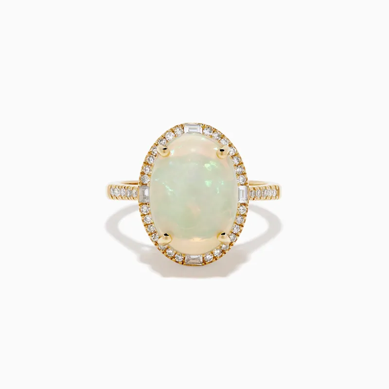 14K Yellow Gold Opal and Diamond Halo Cocktail Ring sold by Effy