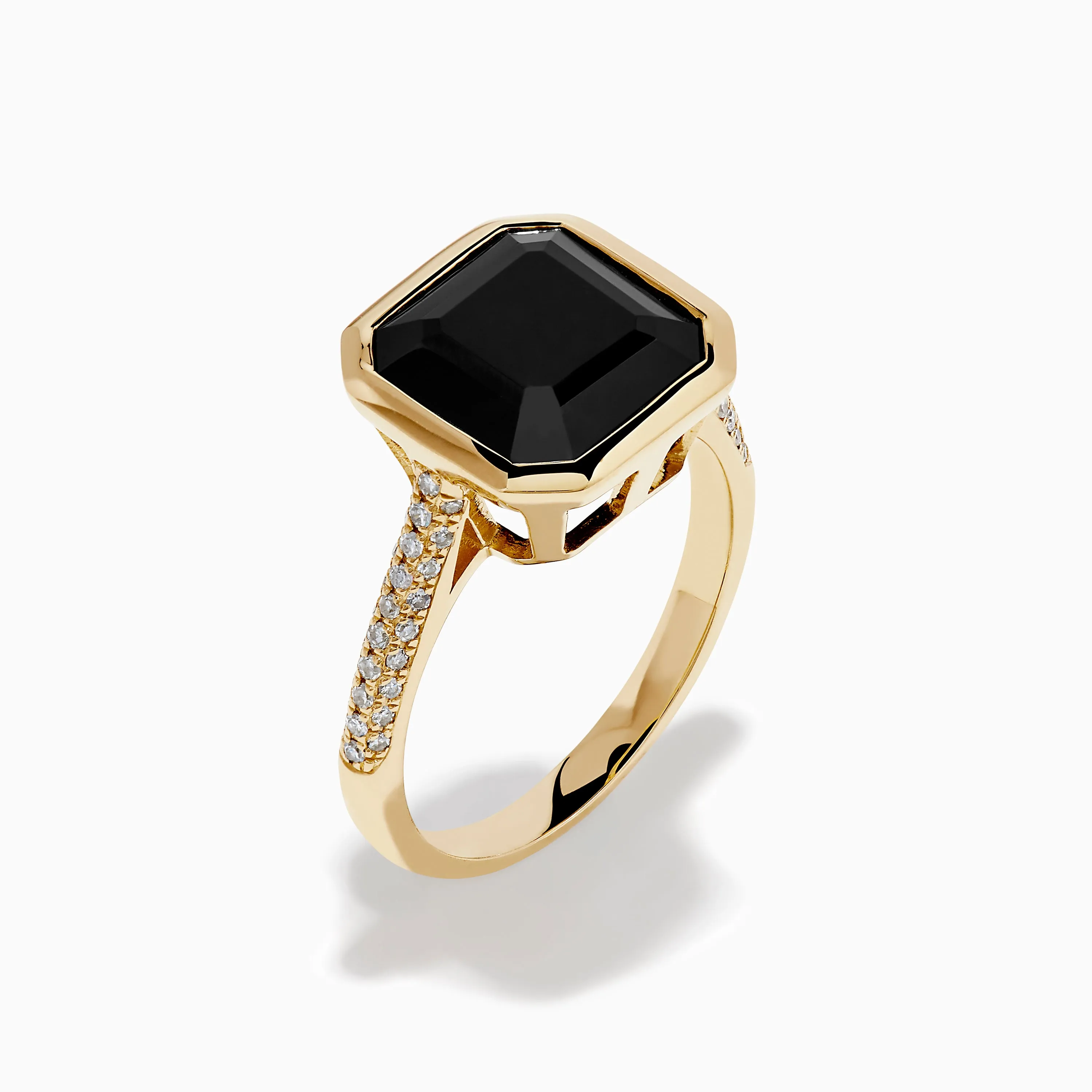 14K Yellow Gold Bezel Set Black Onyx and Diamond Ring sold by Effy product image thumbnail 4
