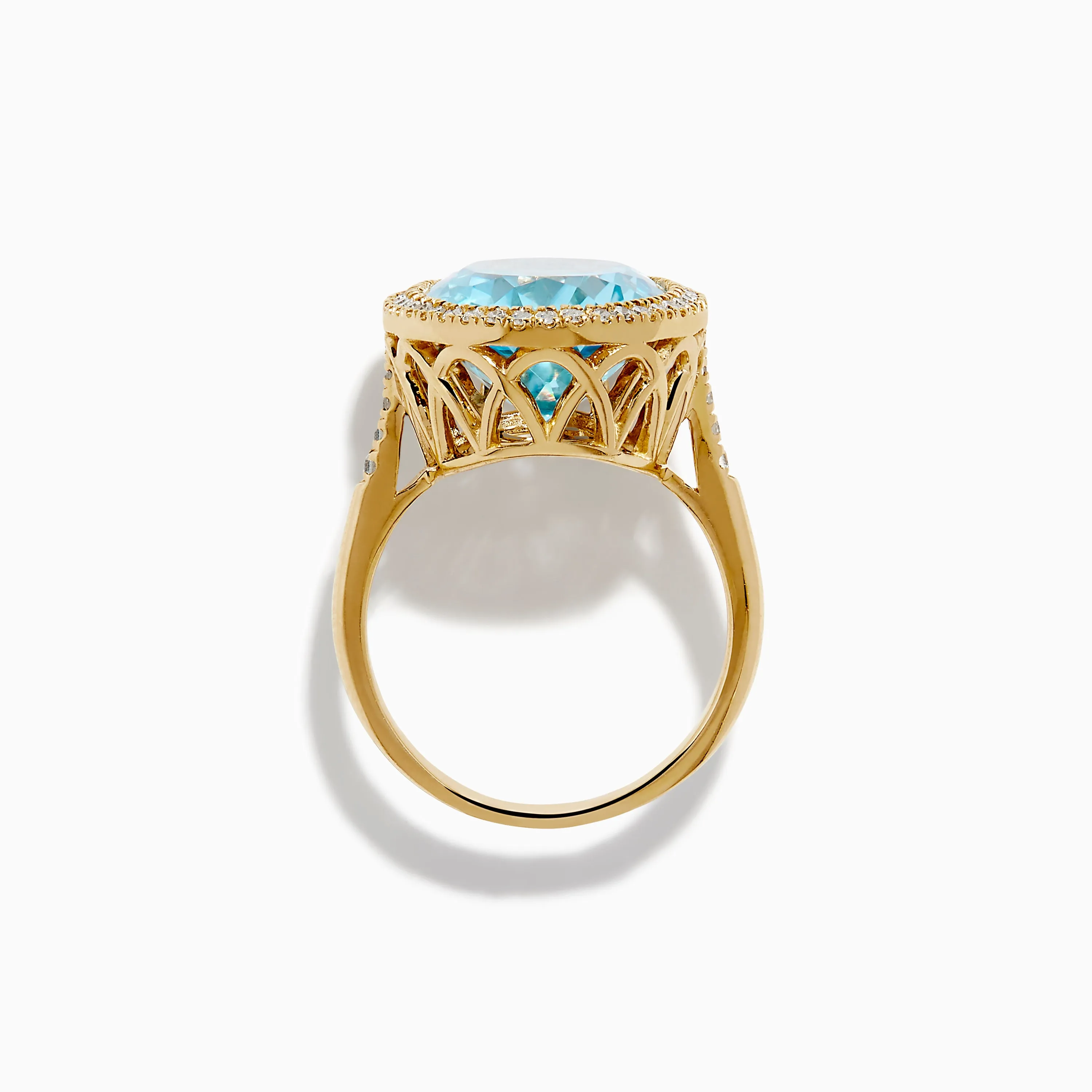 14K Yellow Gold Blue Topaz and Diamond Halo Cocktail Ring sold by Effy product image thumbnail 3