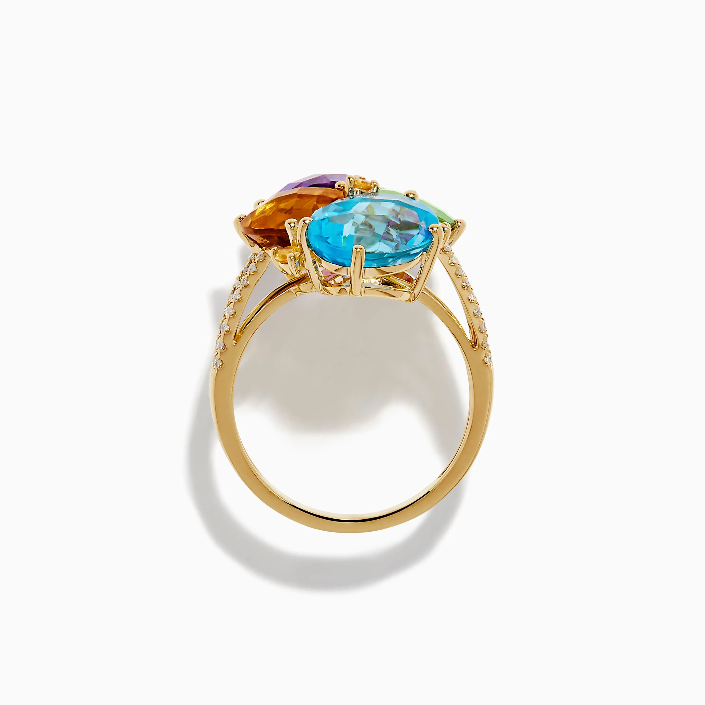 14K Yellow Gold Multi Color Gemstone and Diamond Cluster Ring sold by Effy product image thumbnail 3