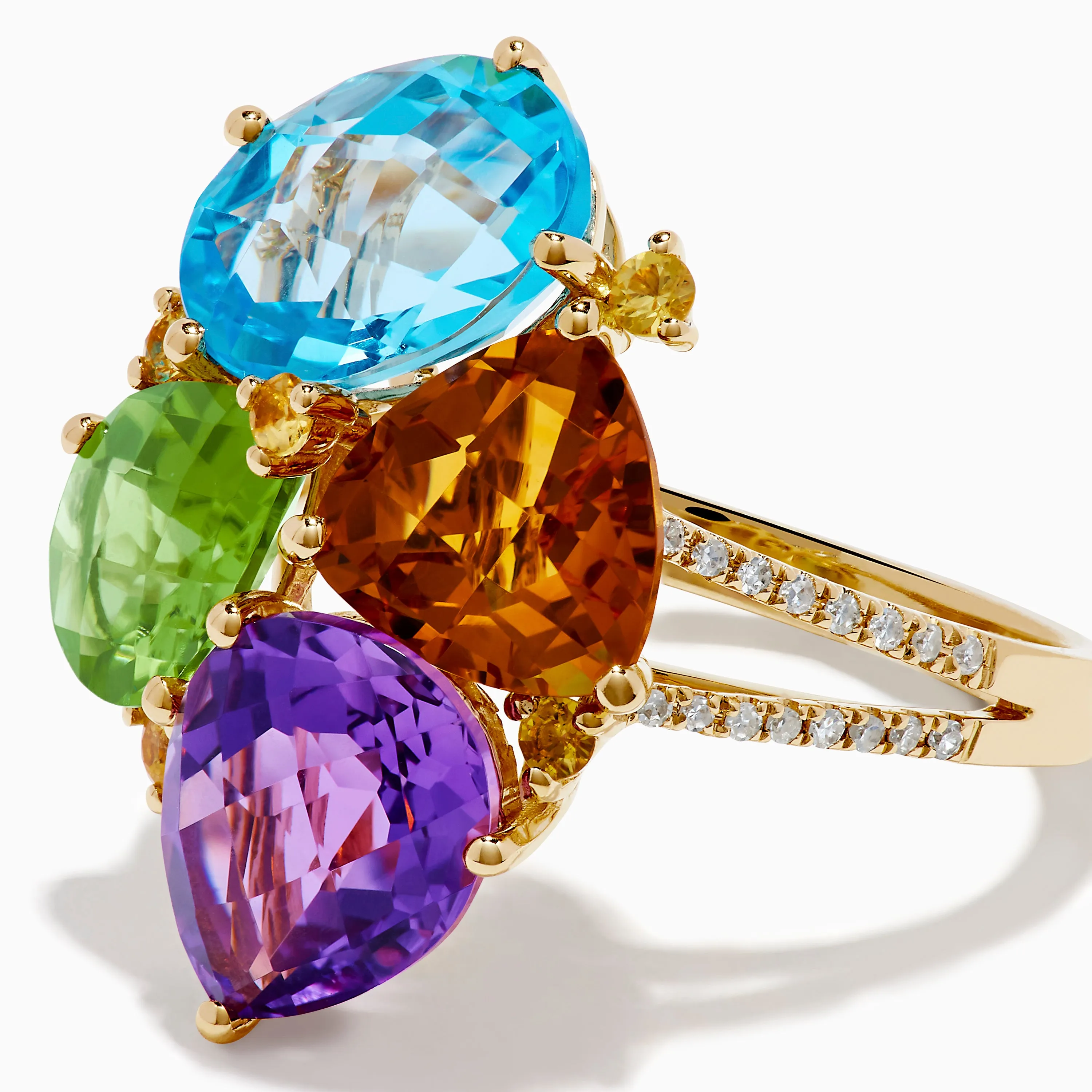 14K Yellow Gold Multi Color Gemstone and Diamond Cluster Ring sold by Effy product image thumbnail 2