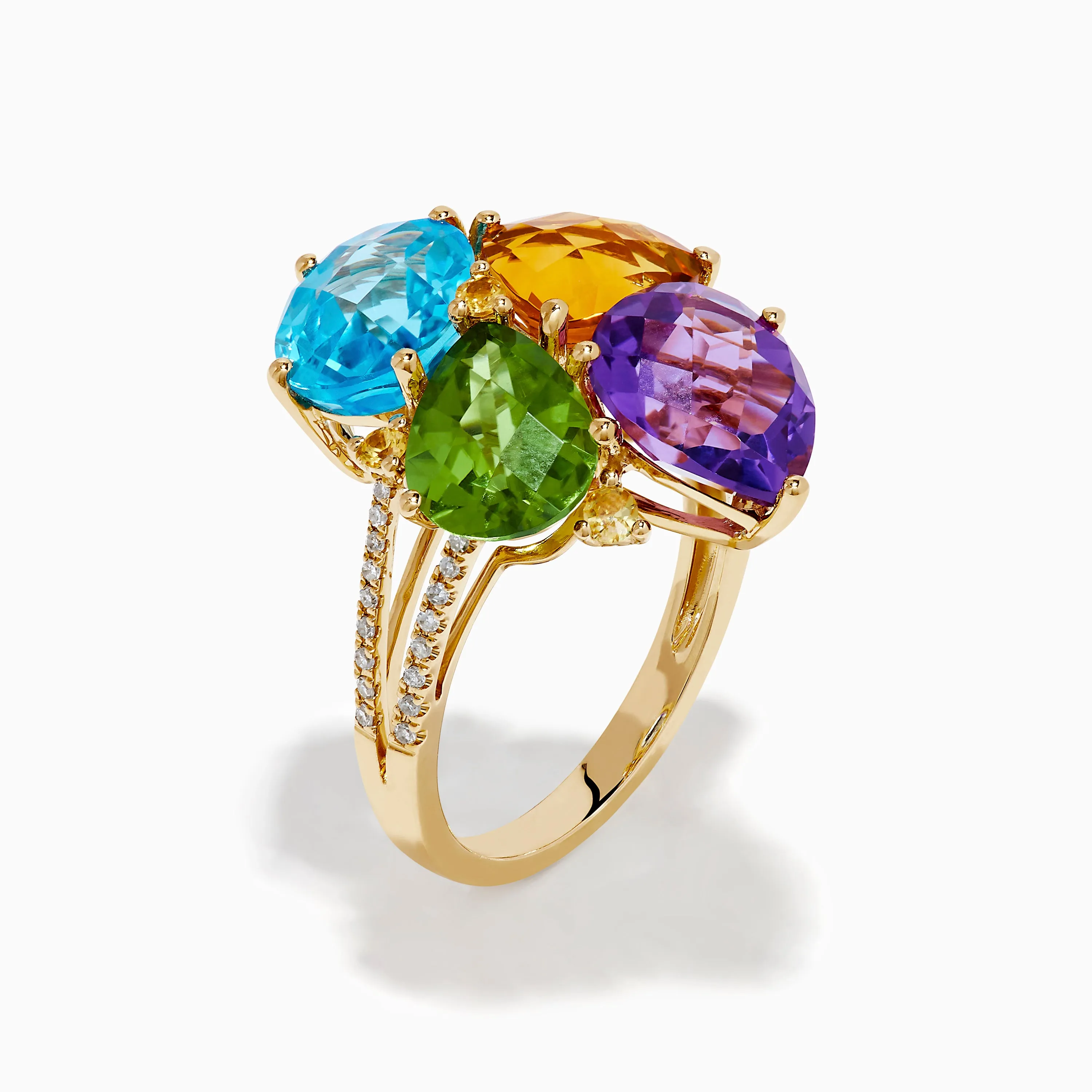 14K Yellow Gold Multi Color Gemstone and Diamond Cluster Ring sold by Effy product image thumbnail 4