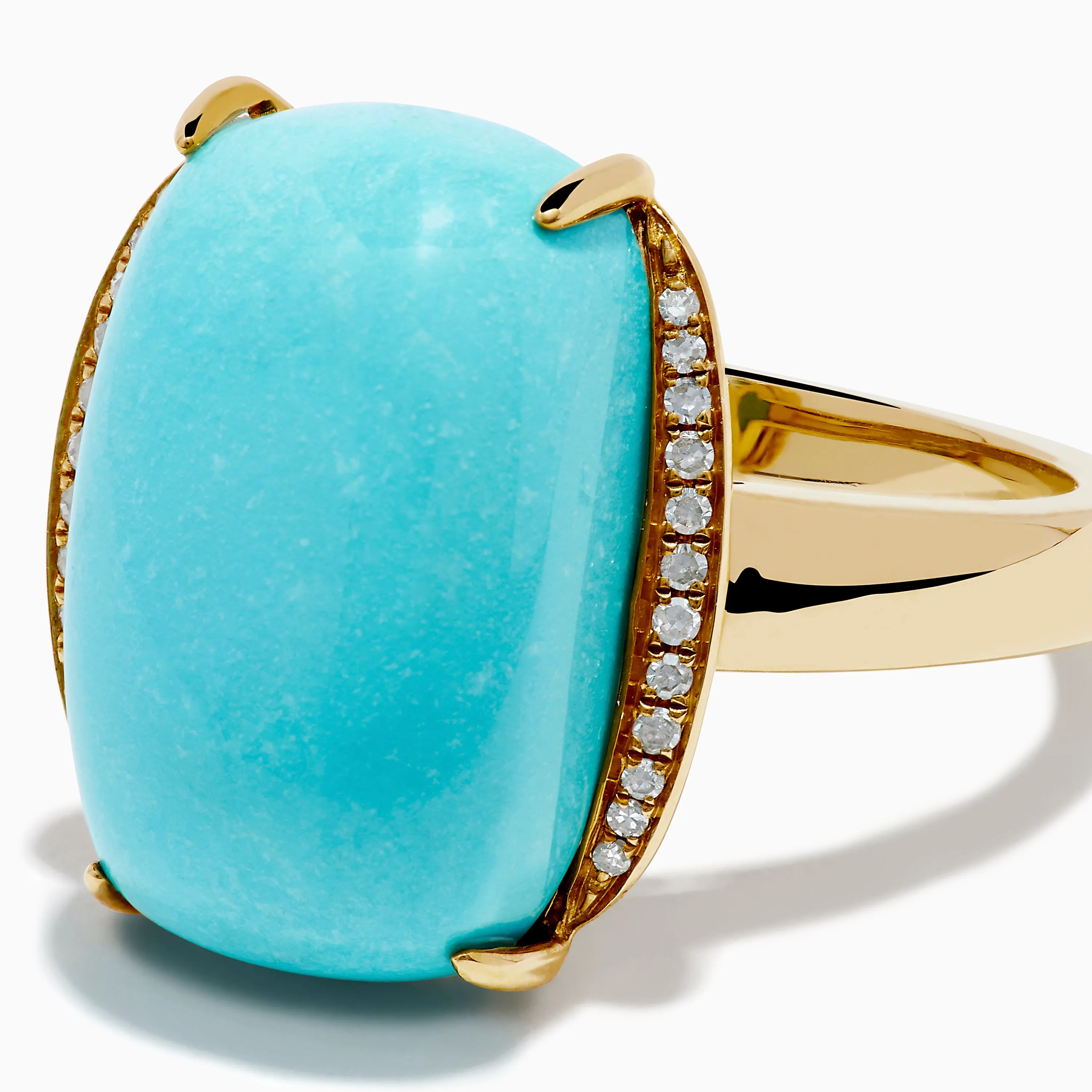 14K Yellow Gold Cabochon Turquoise and Diamond Ring sold by Effy product image thumbnail 2