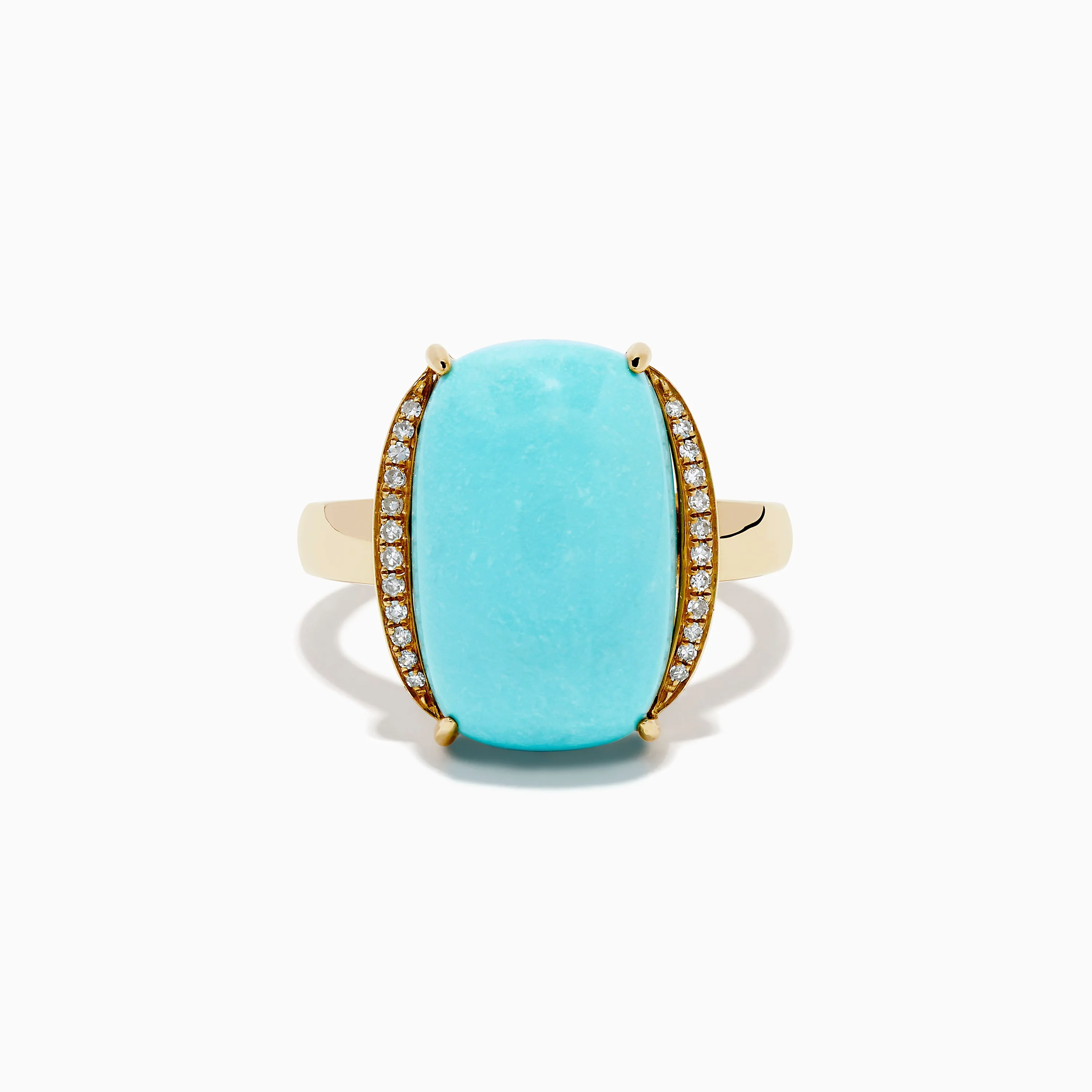14K Yellow Gold Cabochon Turquoise and Diamond Ring sold by Effy