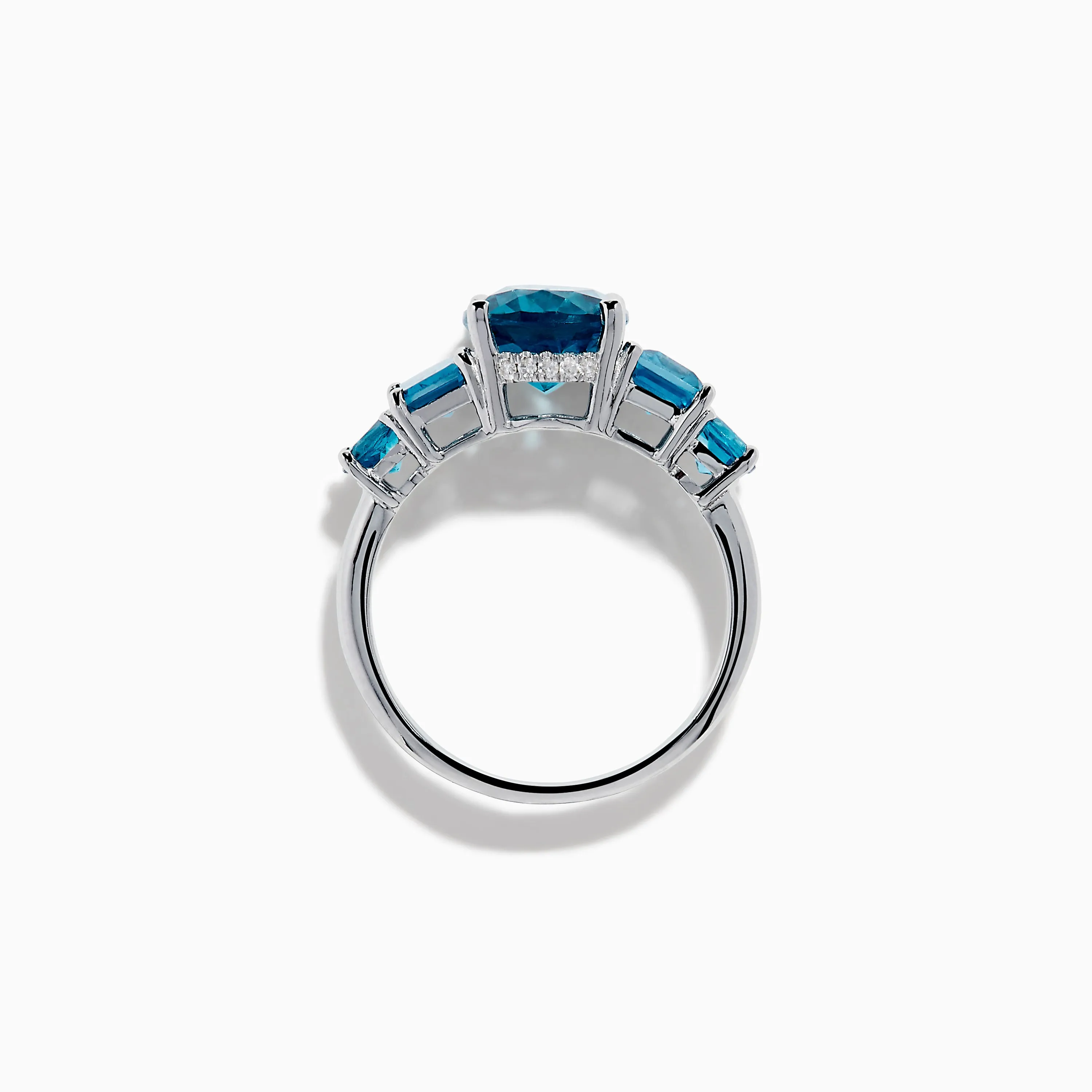 14K White Gold Multi Shape Blue Topaz and Diamond Hidden Halo Ring sold by Effy product image thumbnail 3