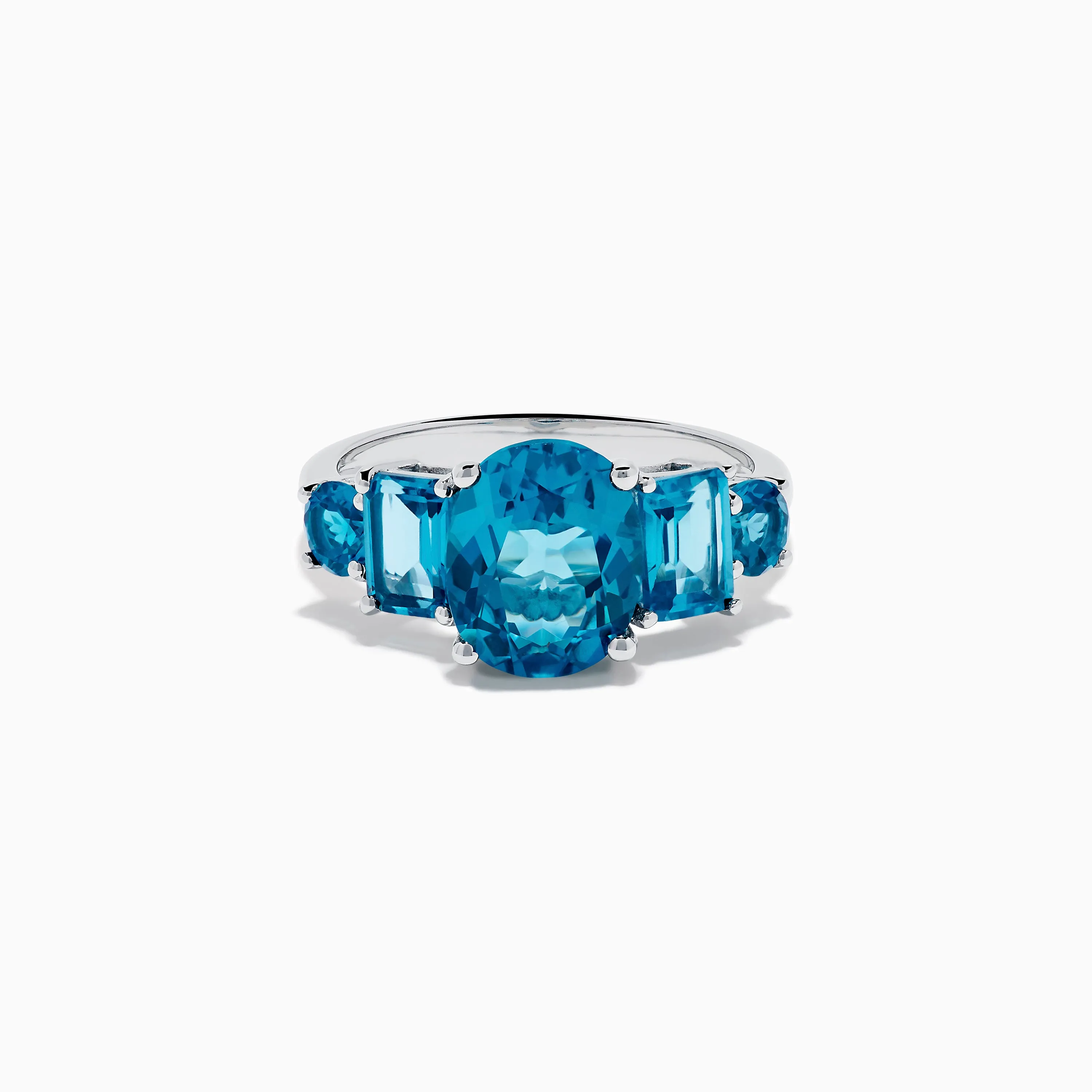 14K White Gold Multi Shape Blue Topaz and Diamond Hidden Halo Ring sold by Effy