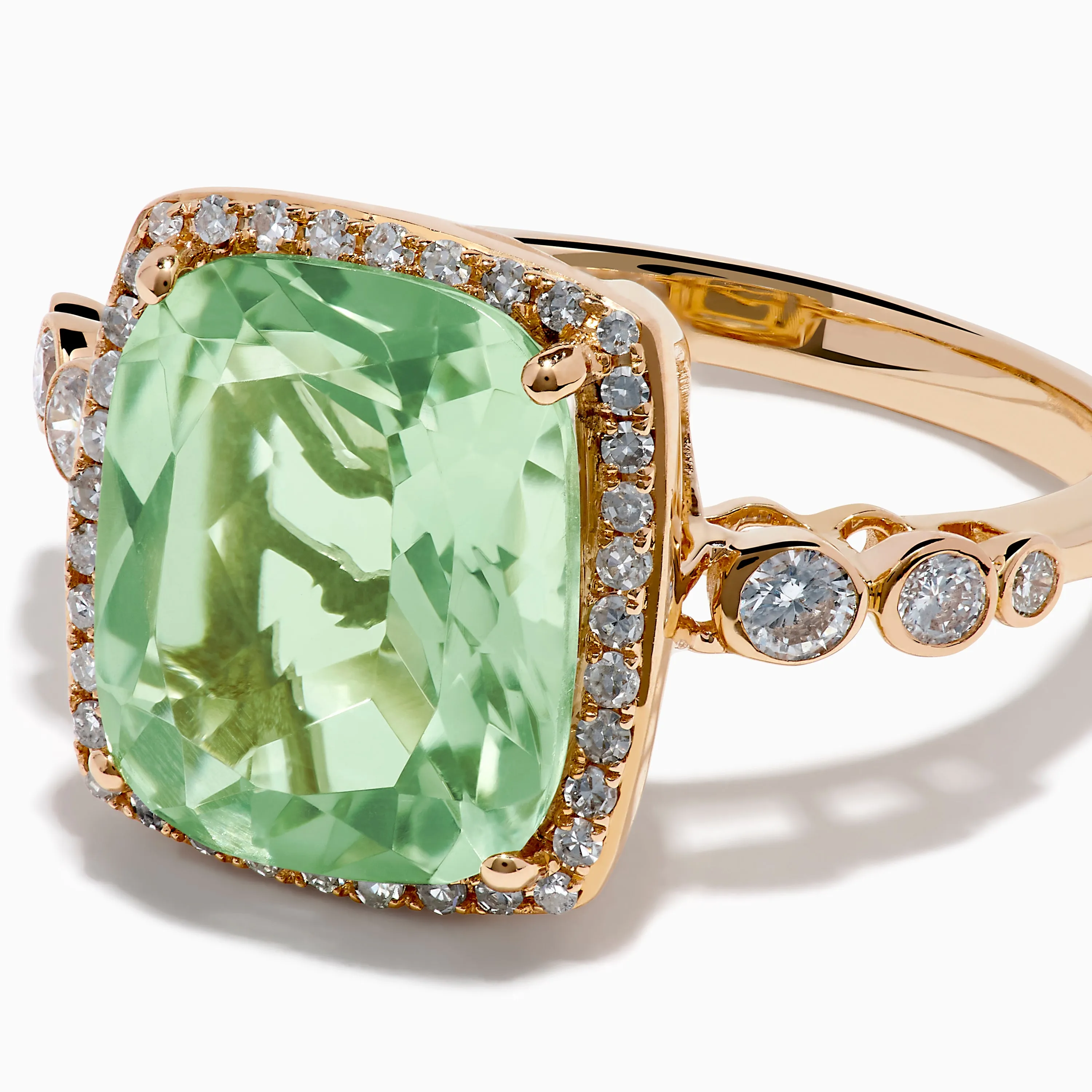 14K Rose Gold Green Amethyst and Diamond Halo Cocktail Ring sold by Effy product image thumbnail 2