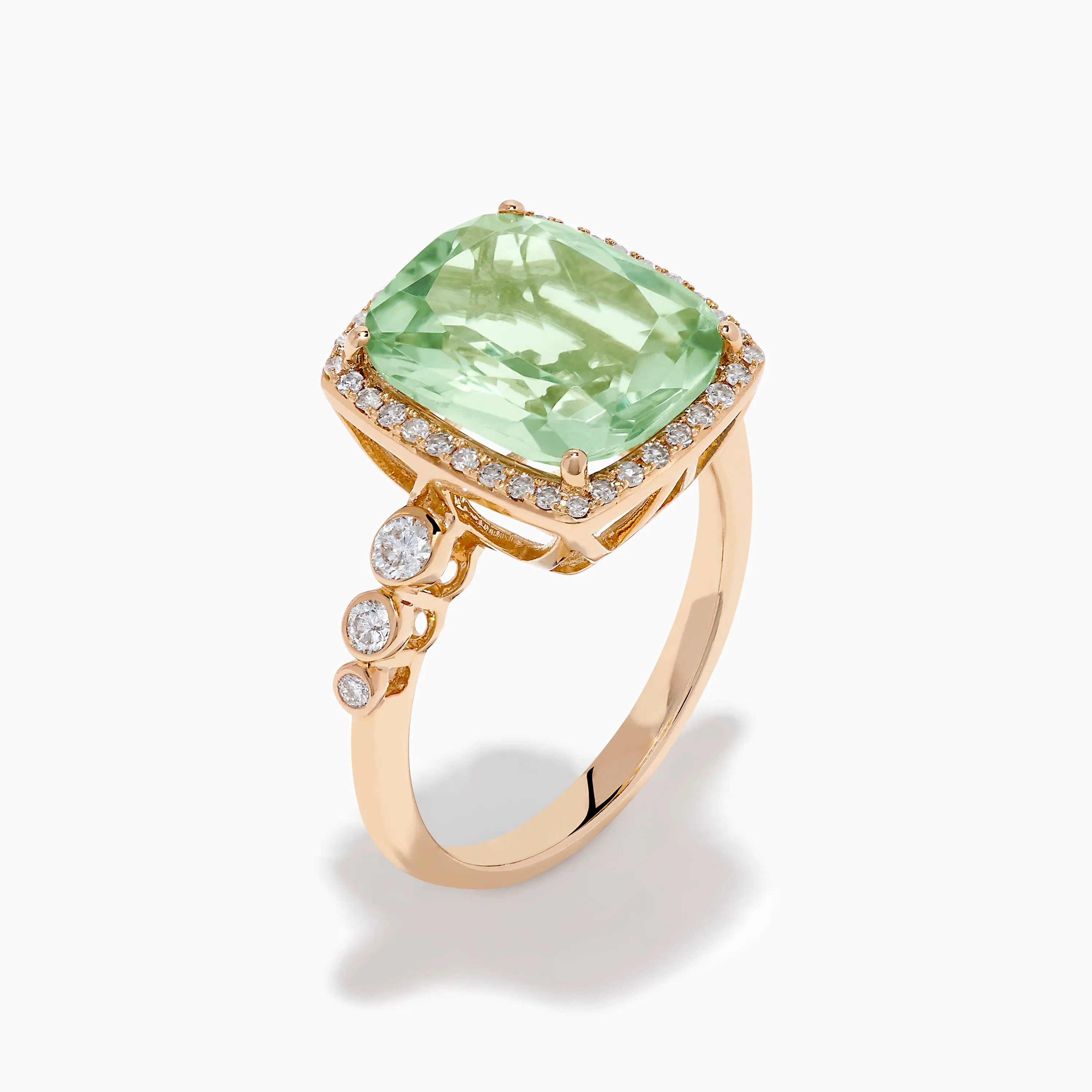 14K Rose Gold Green Amethyst and Diamond Halo Cocktail Ring sold by Effy product image thumbnail 4