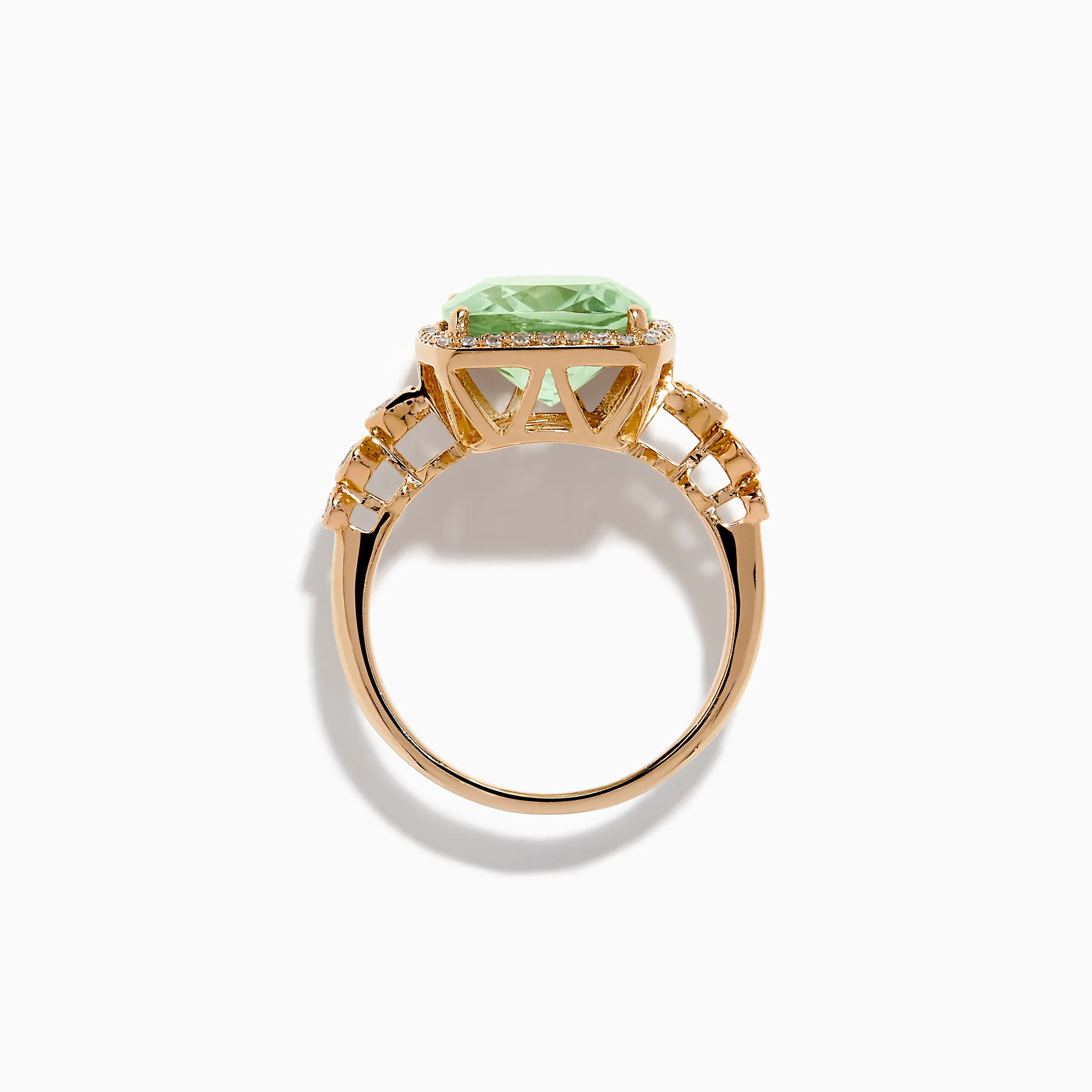 14K Rose Gold Green Amethyst and Diamond Halo Cocktail Ring sold by Effy product image thumbnail 3