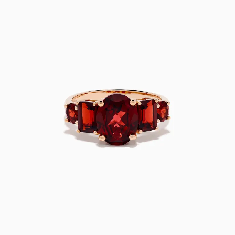 14K Rose Gold Multi Shape Garnet and Diamond Hidden Halo Ring sold by Effy