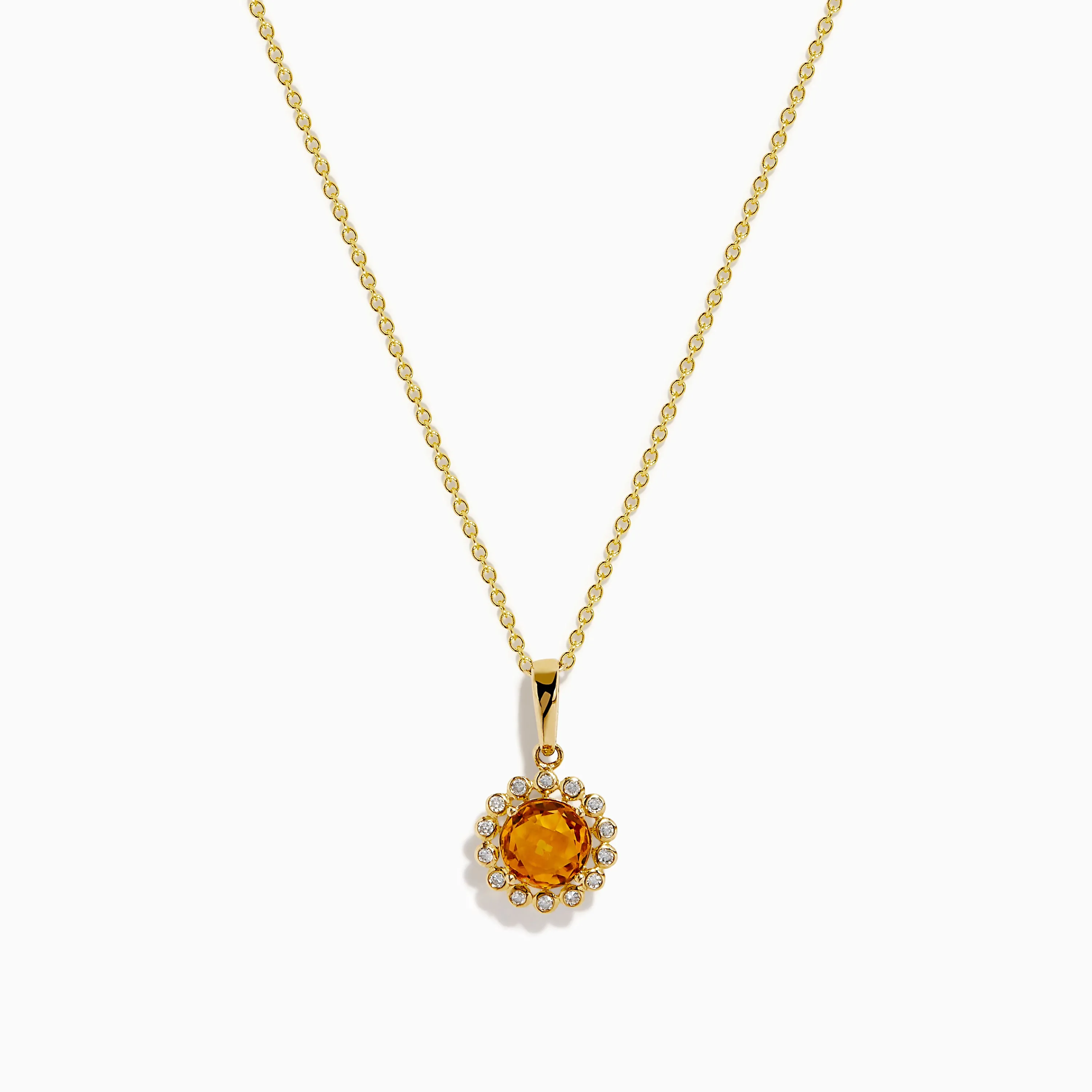 14K Yellow Gold Citrine and Diamond Halo Pendant sold by Effy