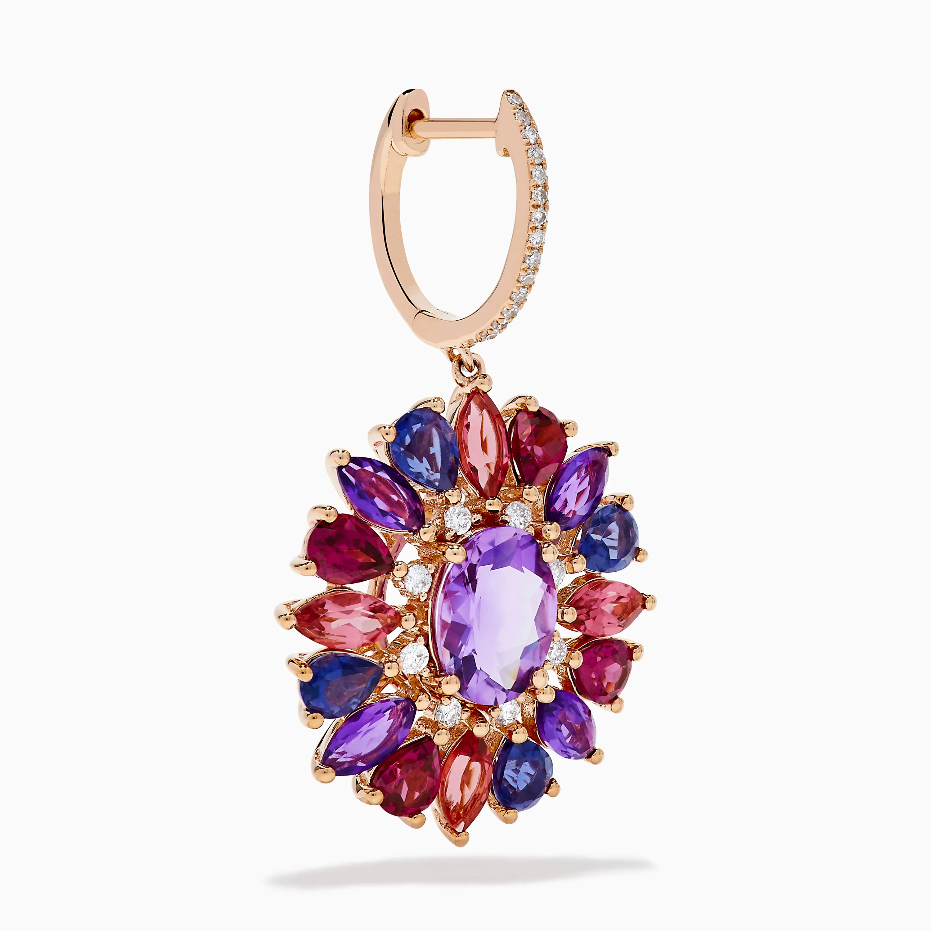 14K Rose Gold Mix Stone and Diamond Floral Drop Earrings sold by Effy product image thumbnail 3