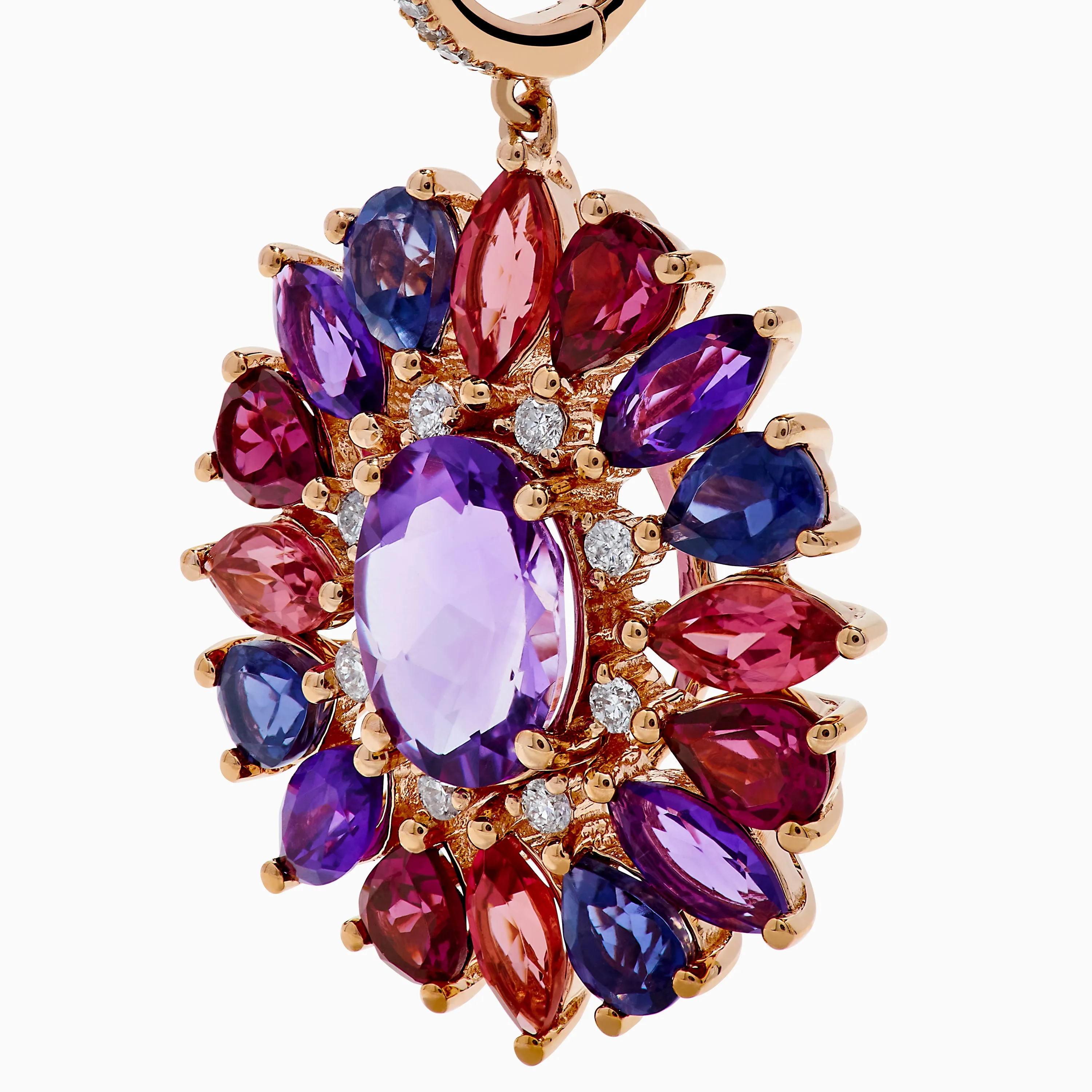 14K Rose Gold Mix Stone and Diamond Floral Drop Earrings sold by Effy product image thumbnail 2