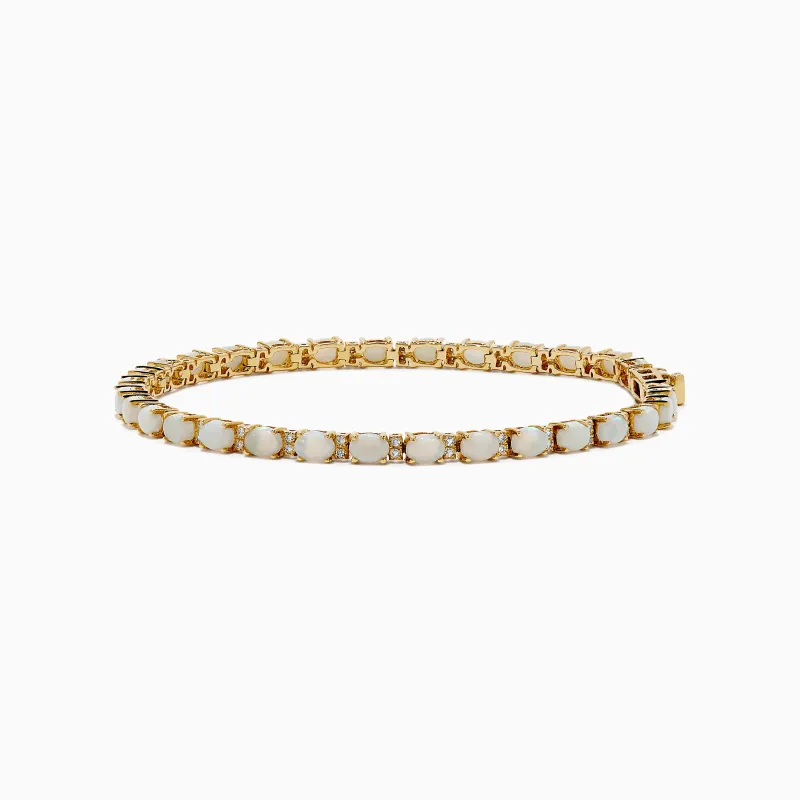 14K Yellow Gold Opal and Diamond Tennis Bracelet sold by Effy