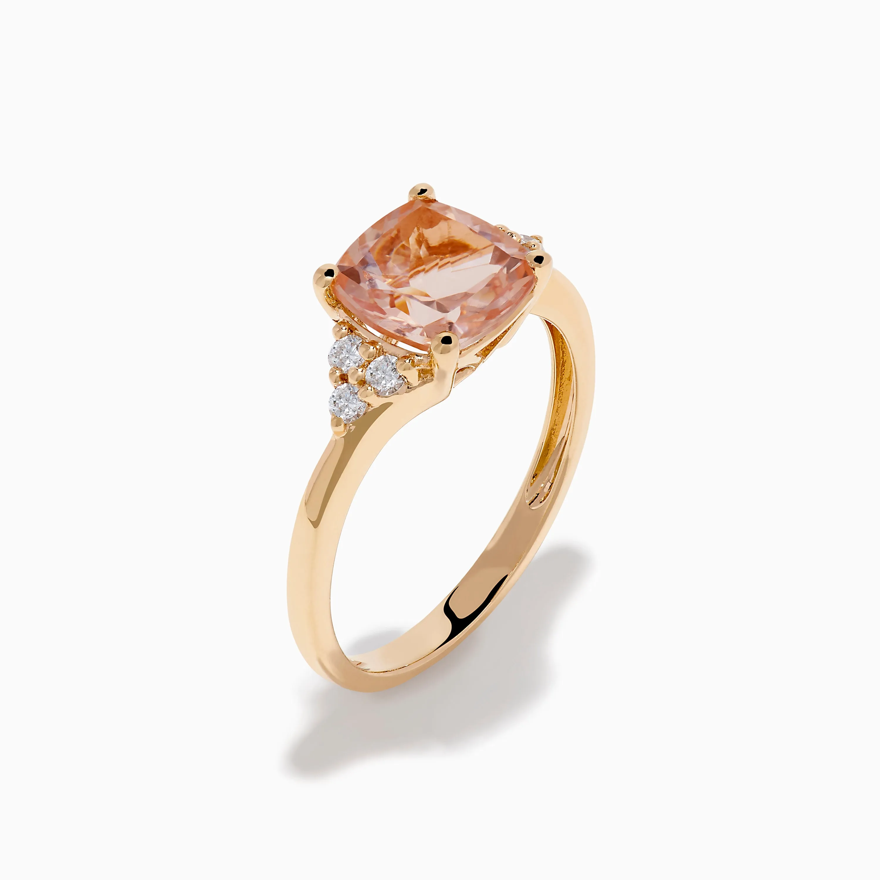14K Rose Gold Cushion Solitaire Morganite and Diamond Ring sold by Effy product image thumbnail 4
