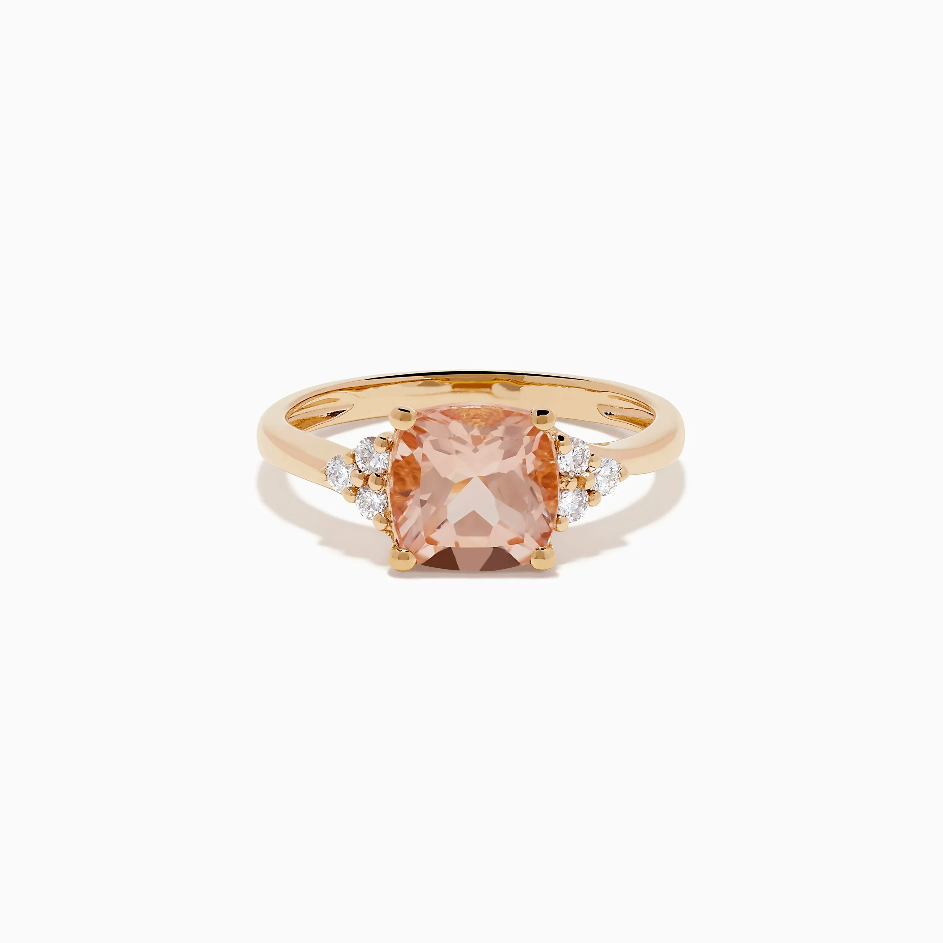 14K Rose Gold Cushion Solitaire Morganite and Diamond Ring sold by Effy