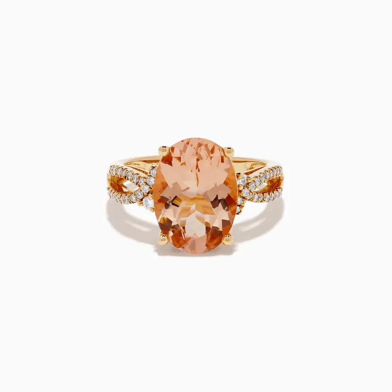 14K Rose Gold Morganite and Diamond Twist Band Ring sold by Effy