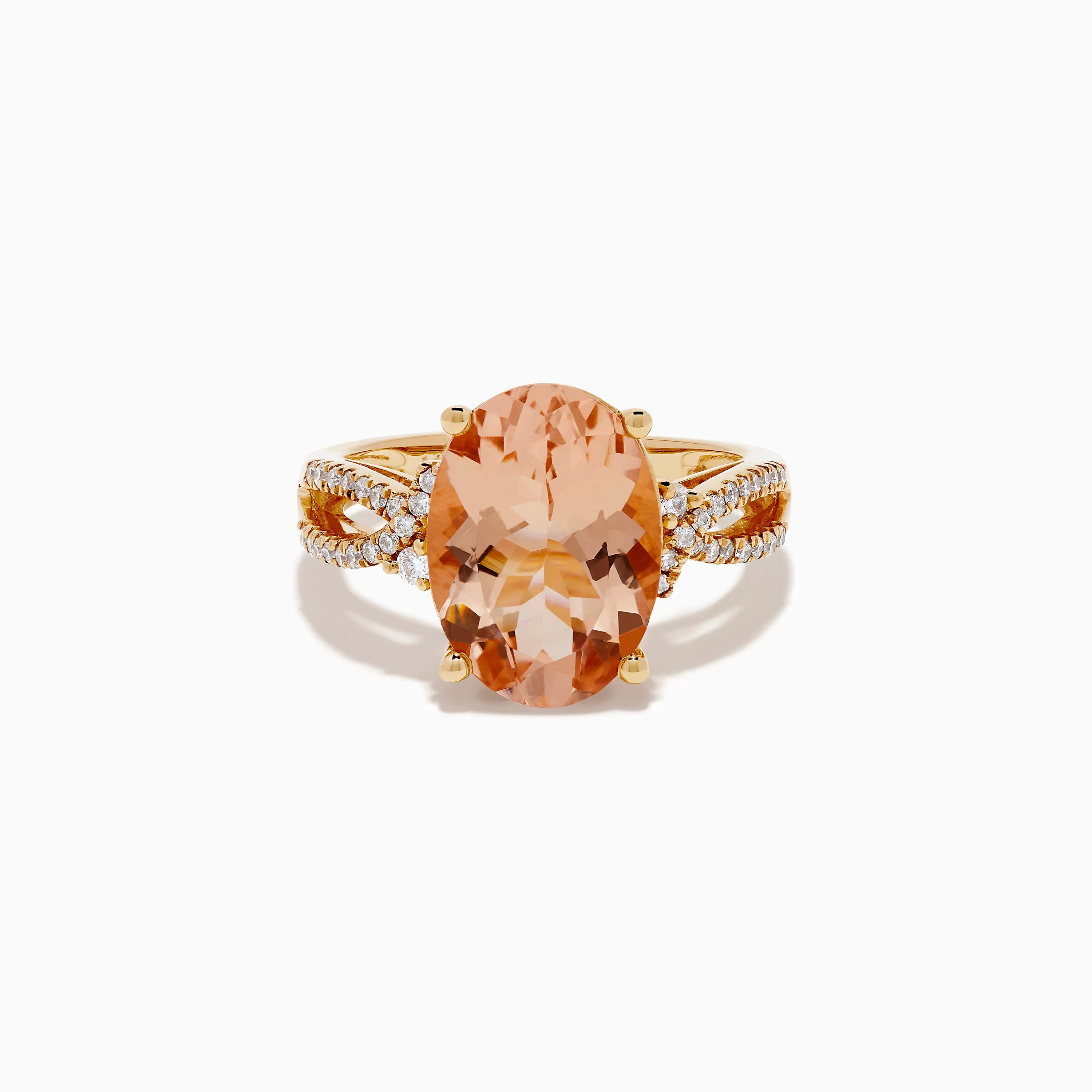 14K Rose Gold Morganite and Diamond Twist Band Ring sold by Effy