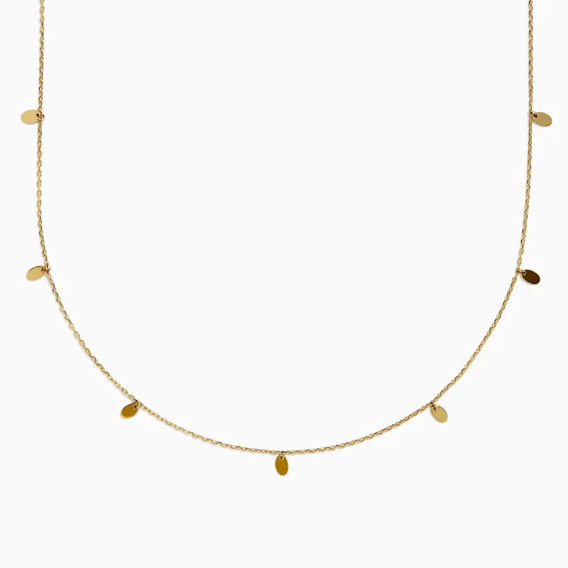 14K Yellow Gold Oval Charm Station Necklace sold by Effy