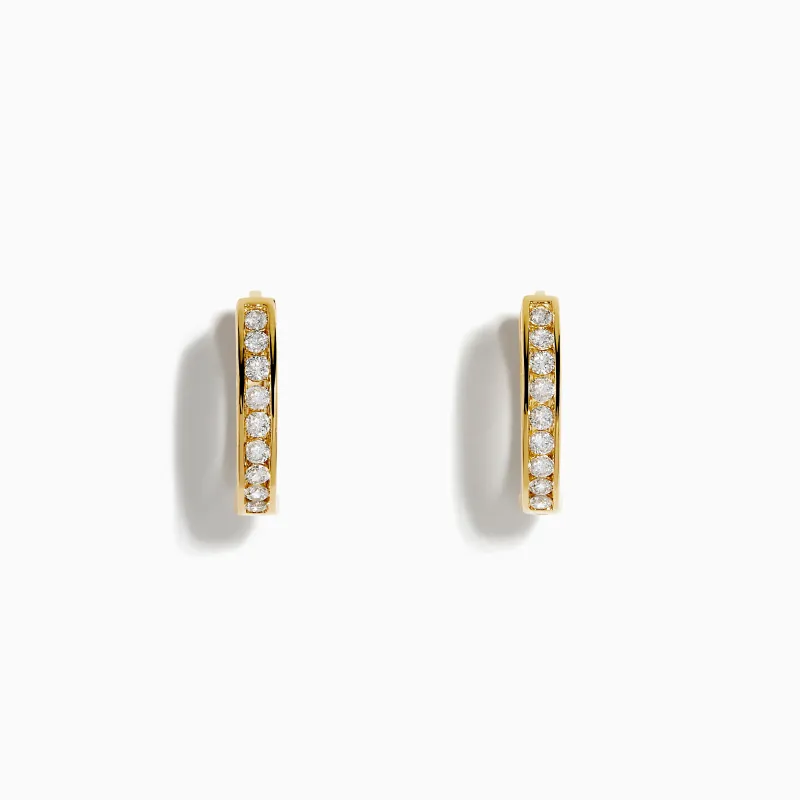 14K Yellow Gold Channel Set Diamond Huggie Earrings sold by Effy