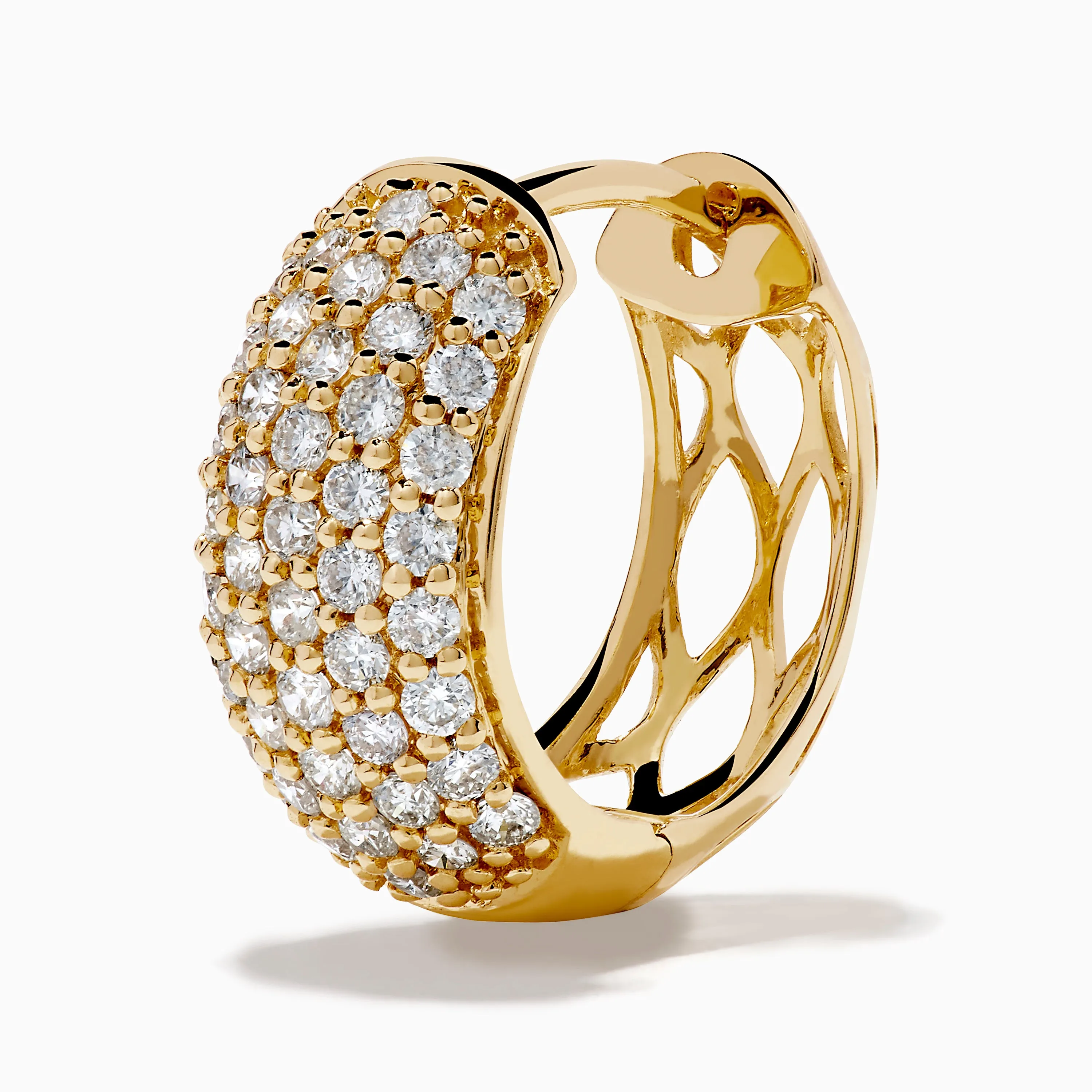 14K Yellow Gold 5 Row Pave Diamond Huggie Hoop Earrings sold by Effy product image thumbnail 2