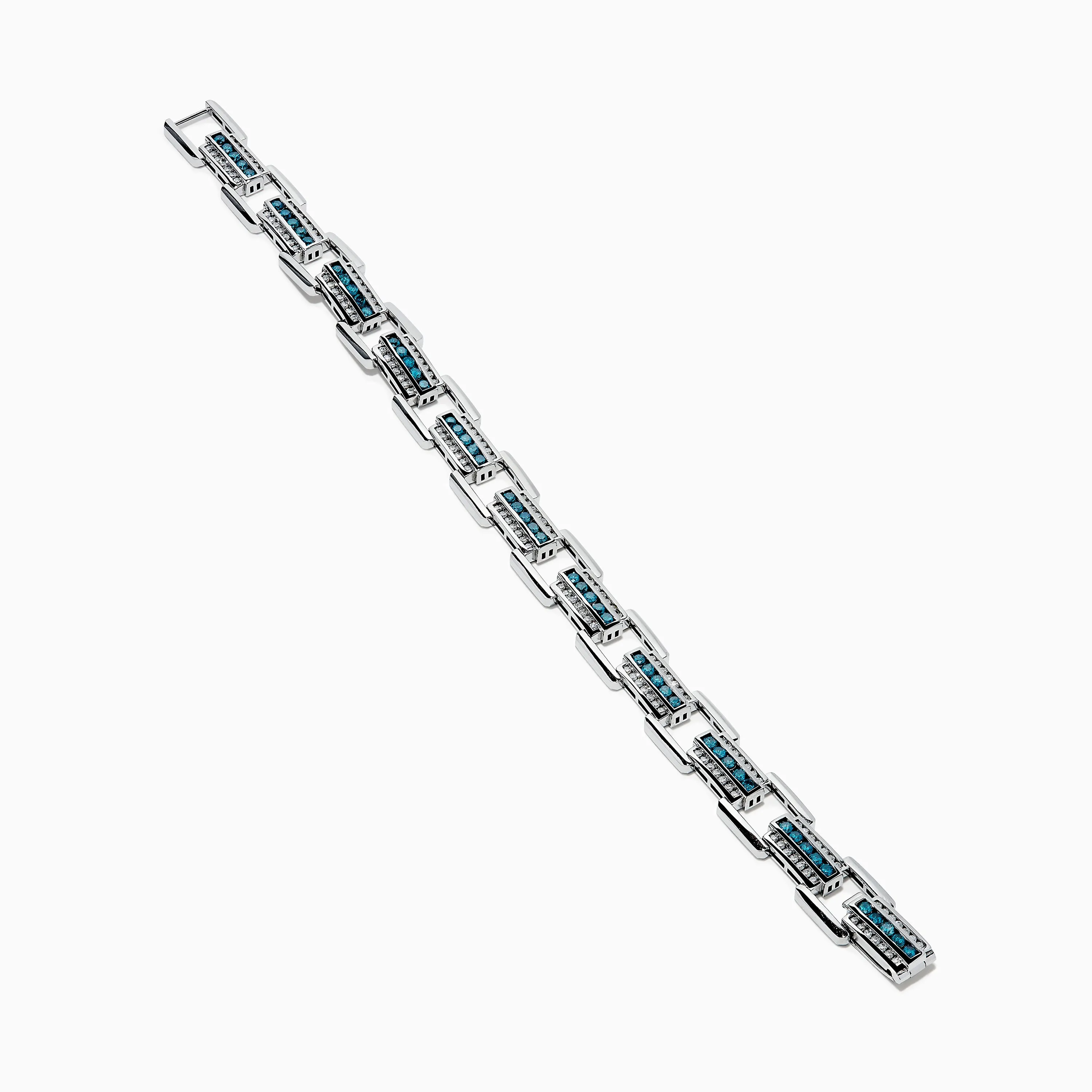 Men's 14K White Gold Blue and White Diamond Link Bracelet sold by Effy product image thumbnail 2