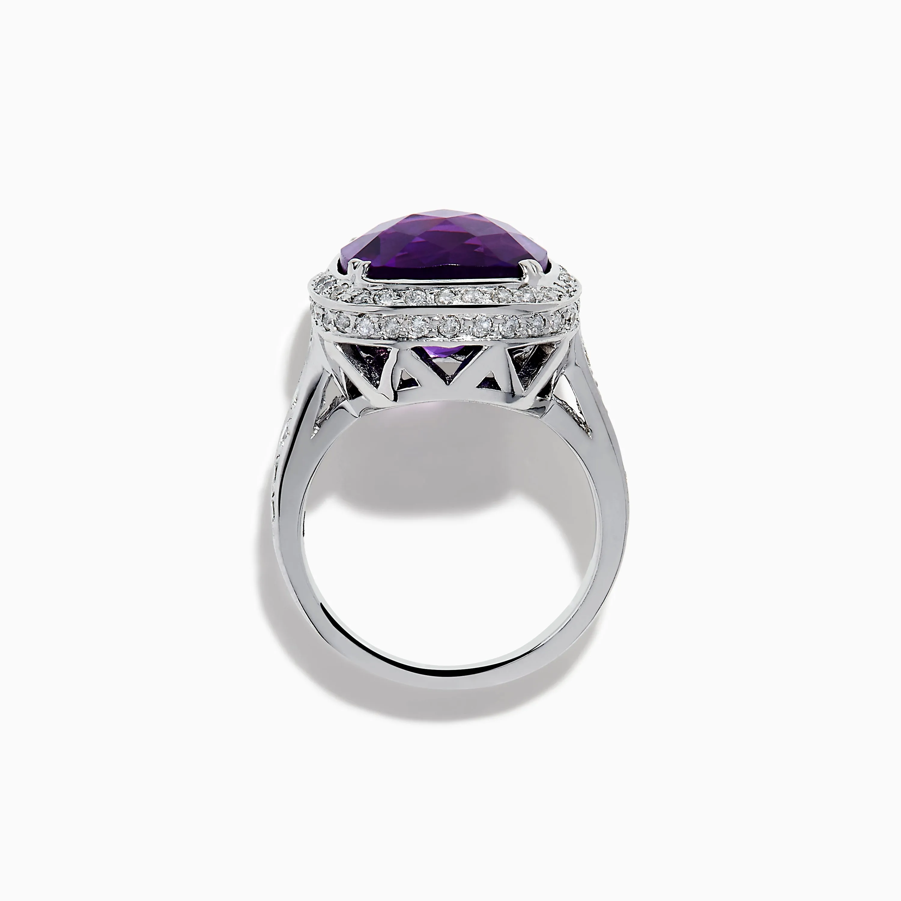 18K White Gold Amethyst and Diamond Cushion Halo Cocktail Ring sold by Effy product image thumbnail 3