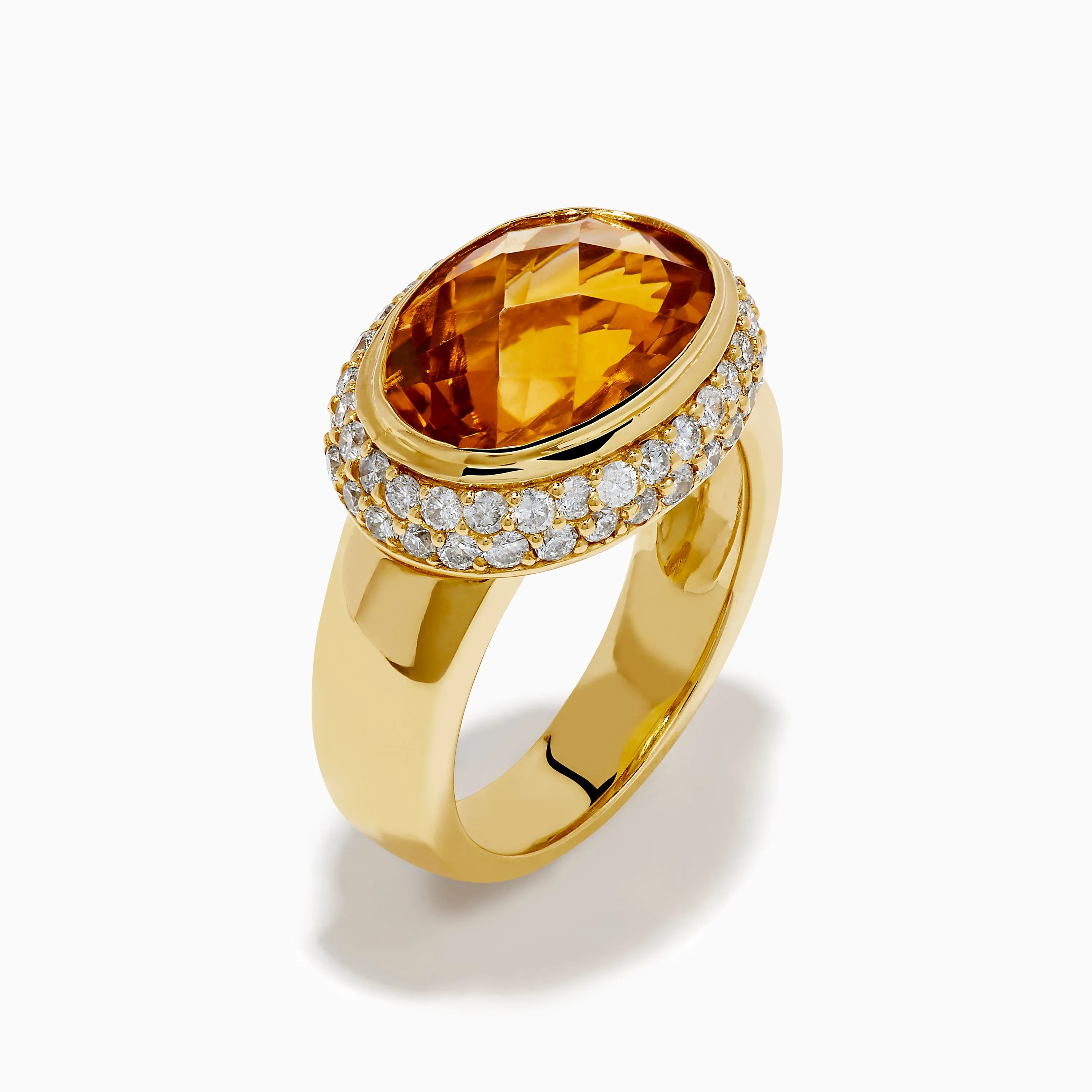 18K Yellow Gold Citrine and Diamond East West Oval Bezel Halo Ring sold by Effy product image thumbnail 4