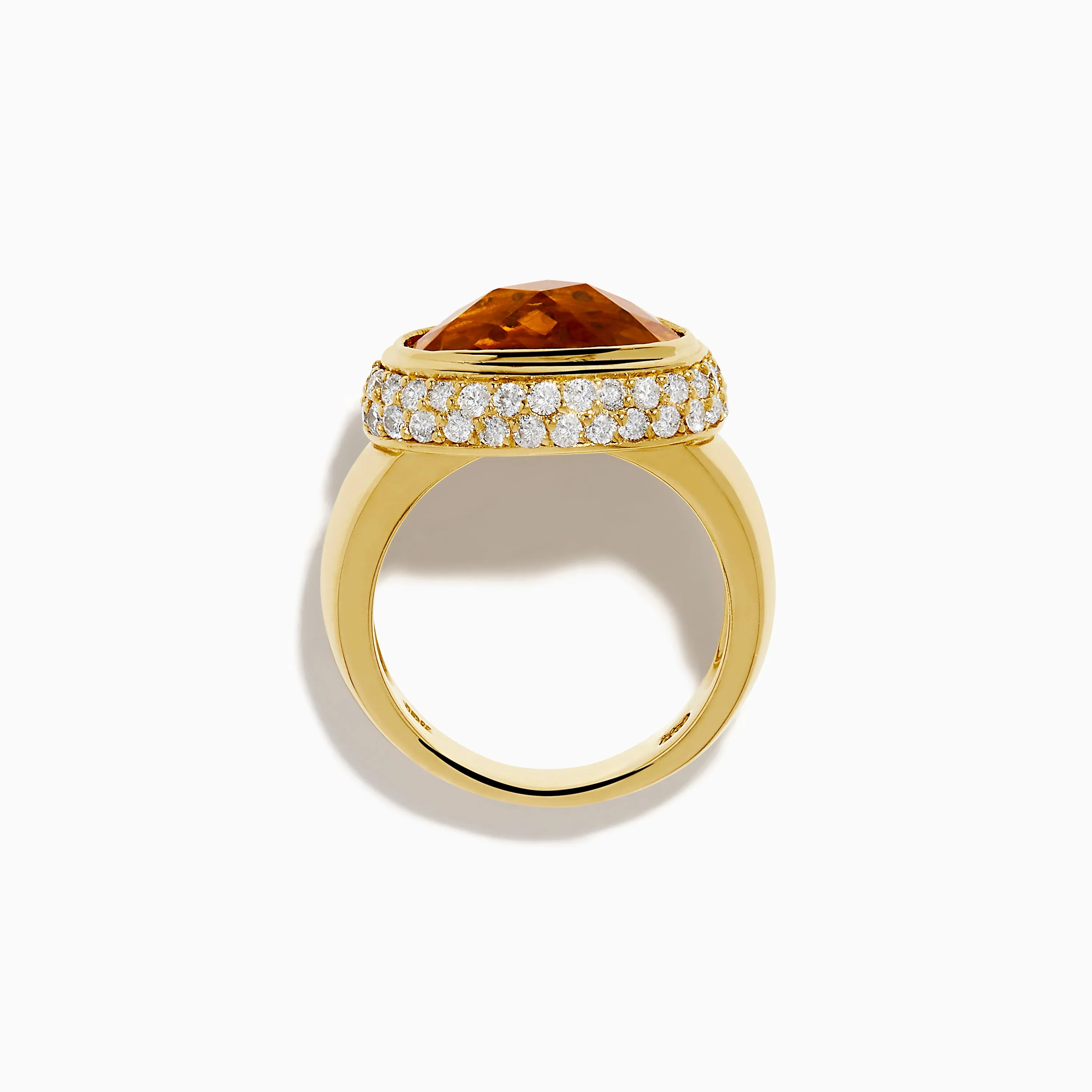 18K Yellow Gold Citrine and Diamond East West Oval Bezel Halo Ring sold by Effy product image thumbnail 3