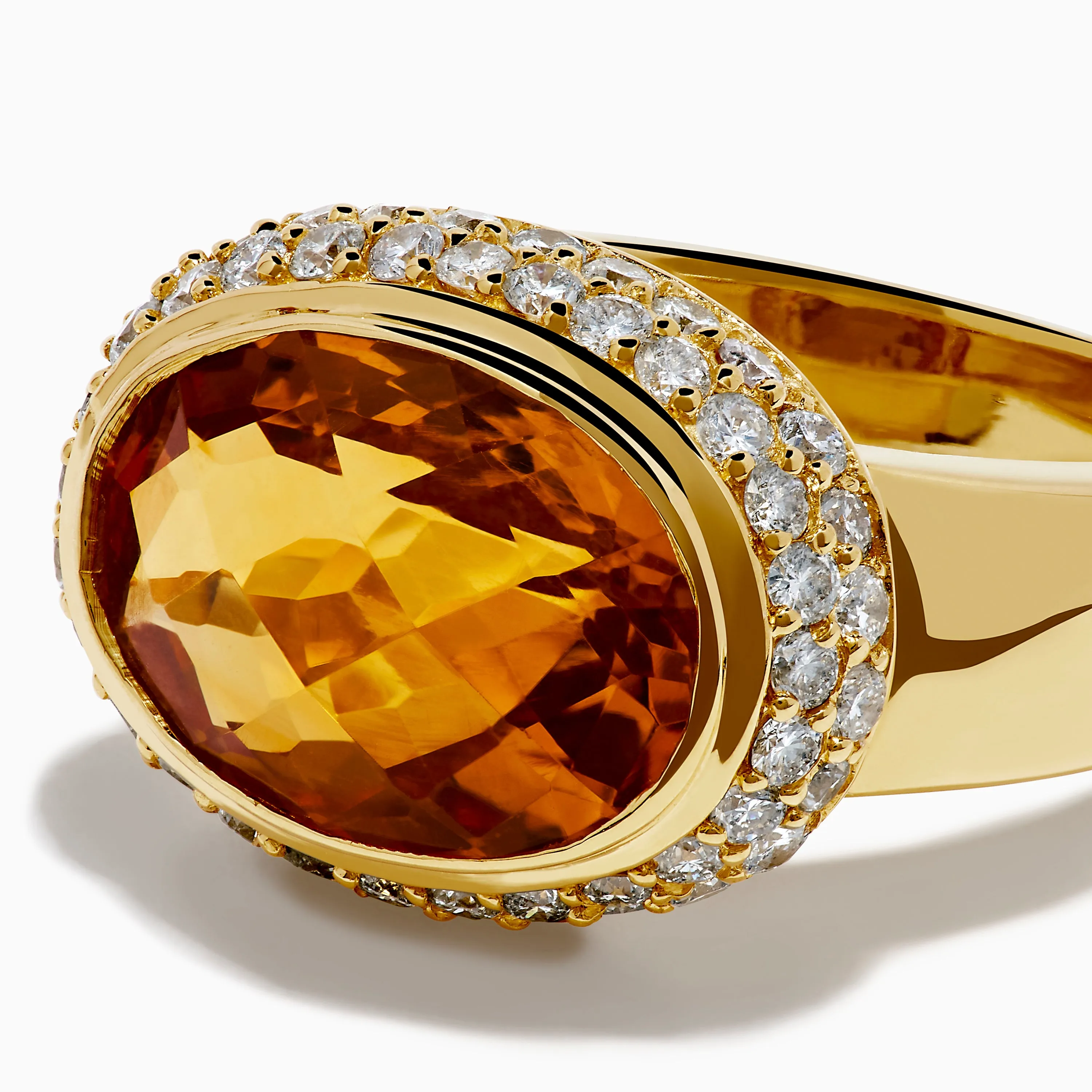 18K Yellow Gold Citrine and Diamond East West Oval Bezel Halo Ring sold by Effy product image thumbnail 2