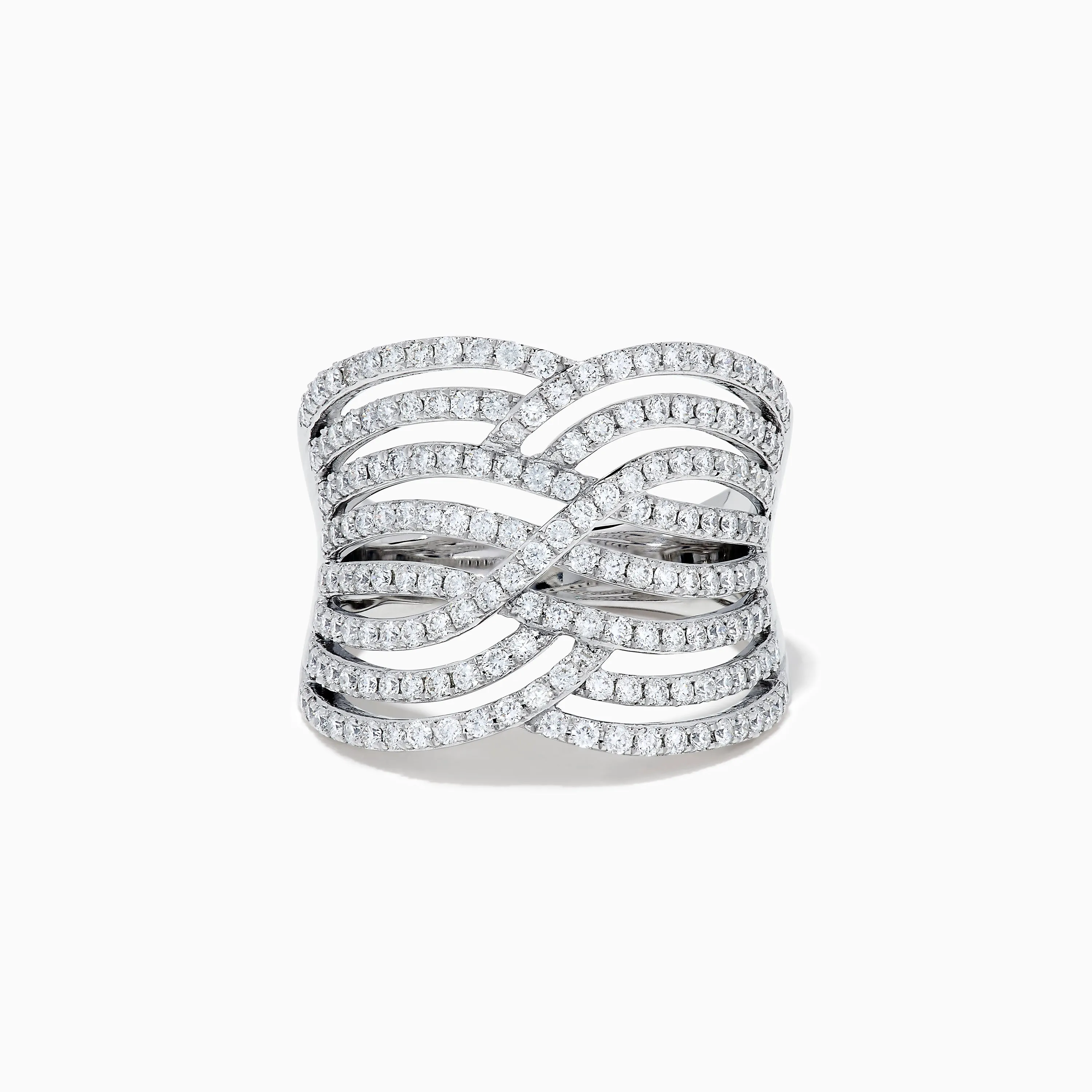 14K White Gold Diamond Pave Multi-Row Infinity Crossover Ring sold by Effy