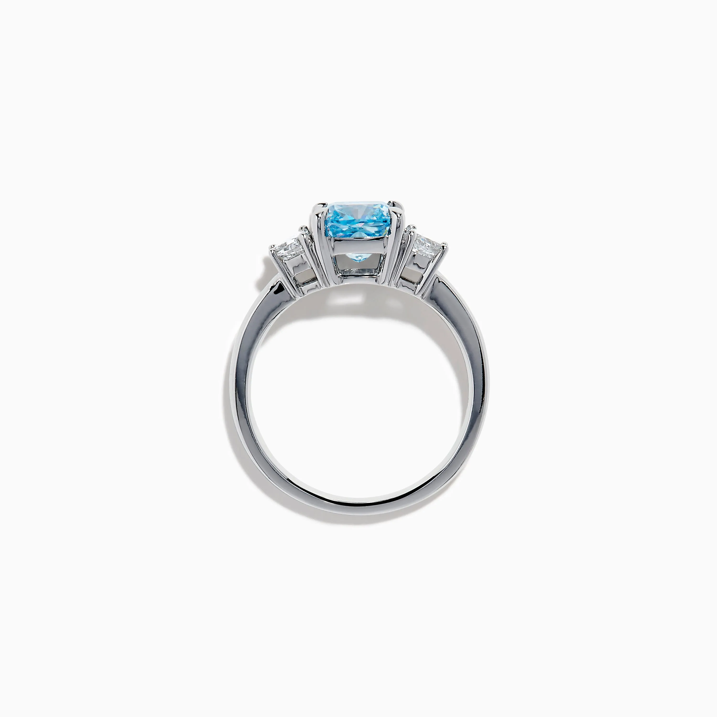 Lab Grown Blue and White Diamond 3 Stone Ring in 14K White Gold sold by Effy product image thumbnail 3