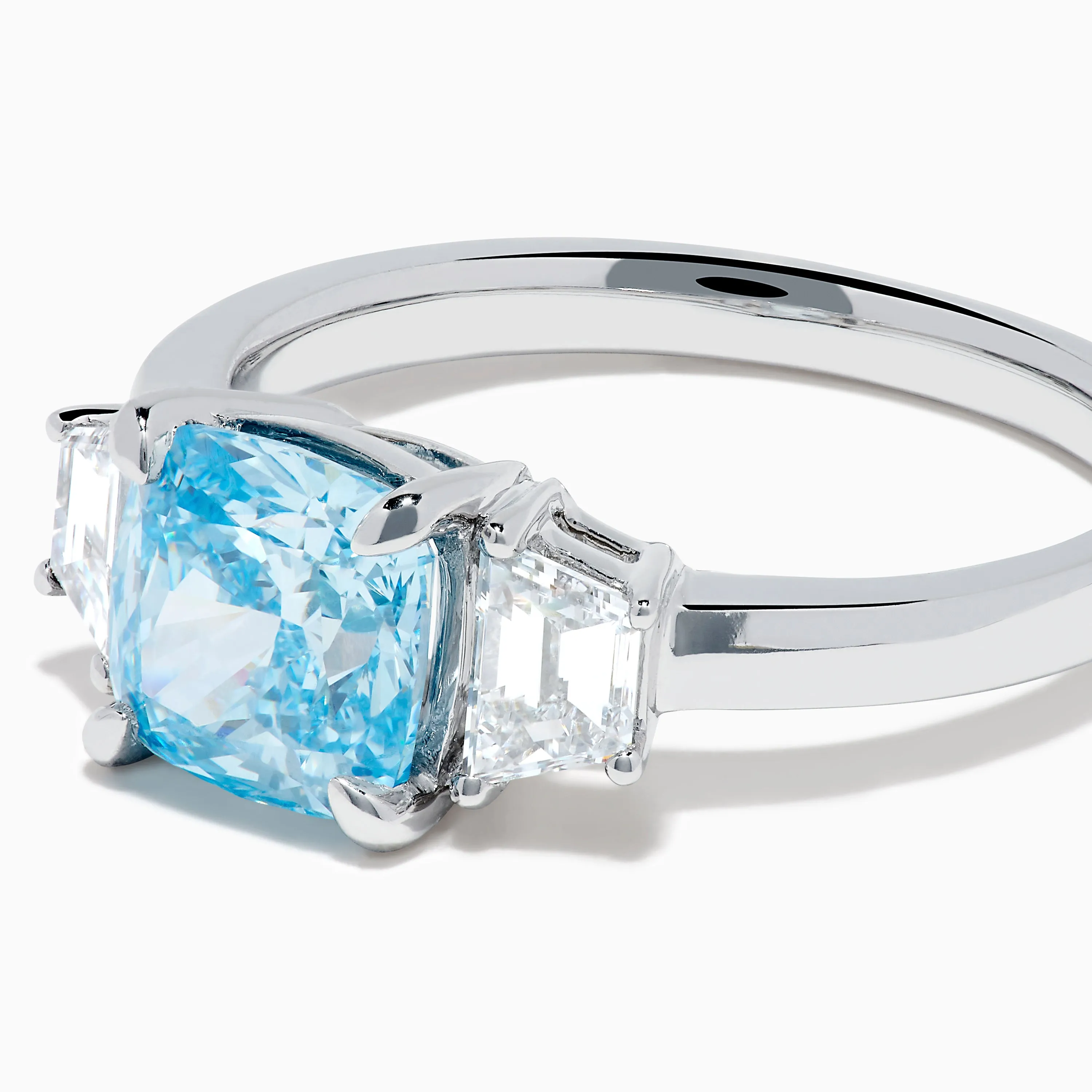 Lab Grown Blue and White Diamond 3 Stone Ring in 14K White Gold sold by Effy product image thumbnail 2