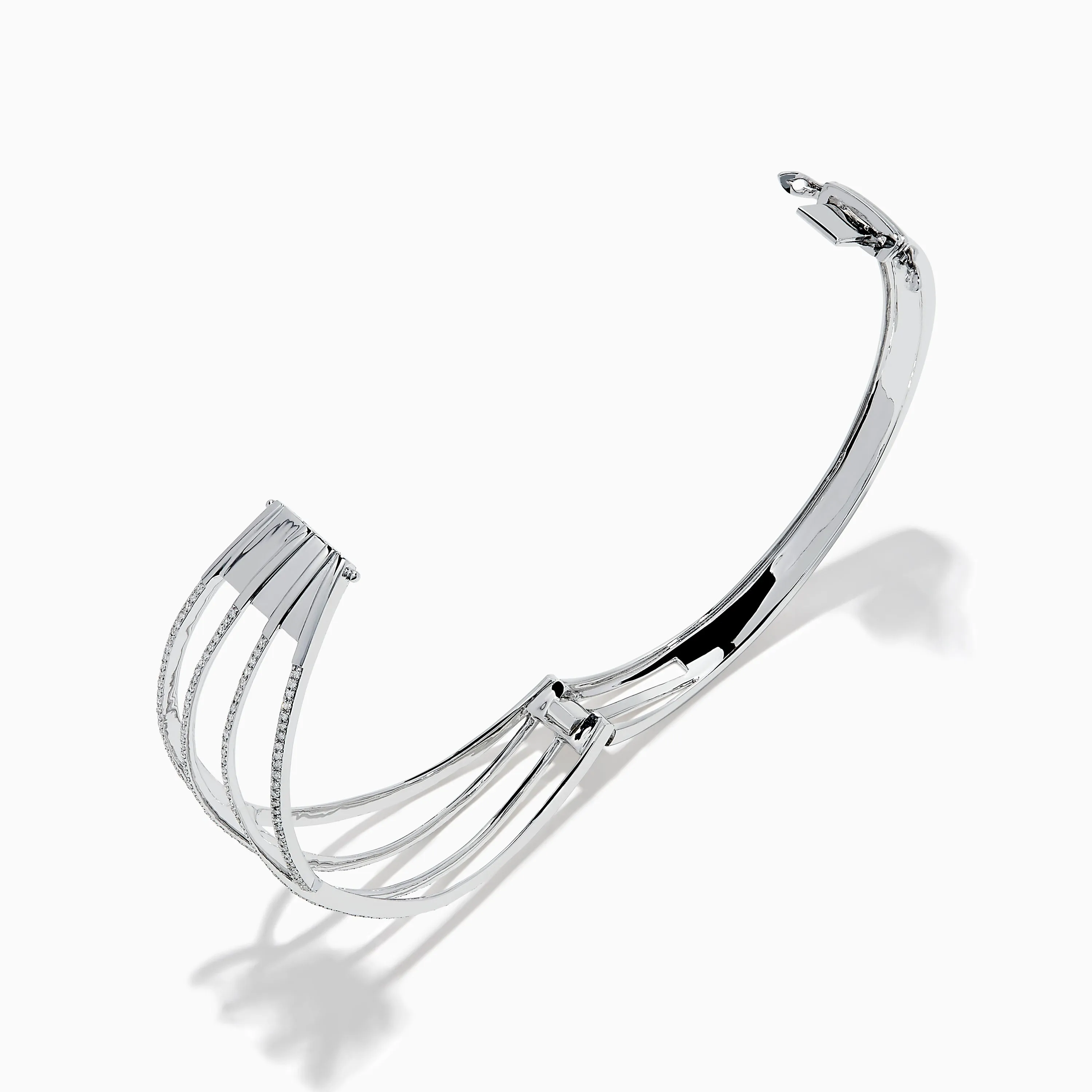 14K White Gold Pave Diamond Crisscross Bangle sold by Effy product image thumbnail 2