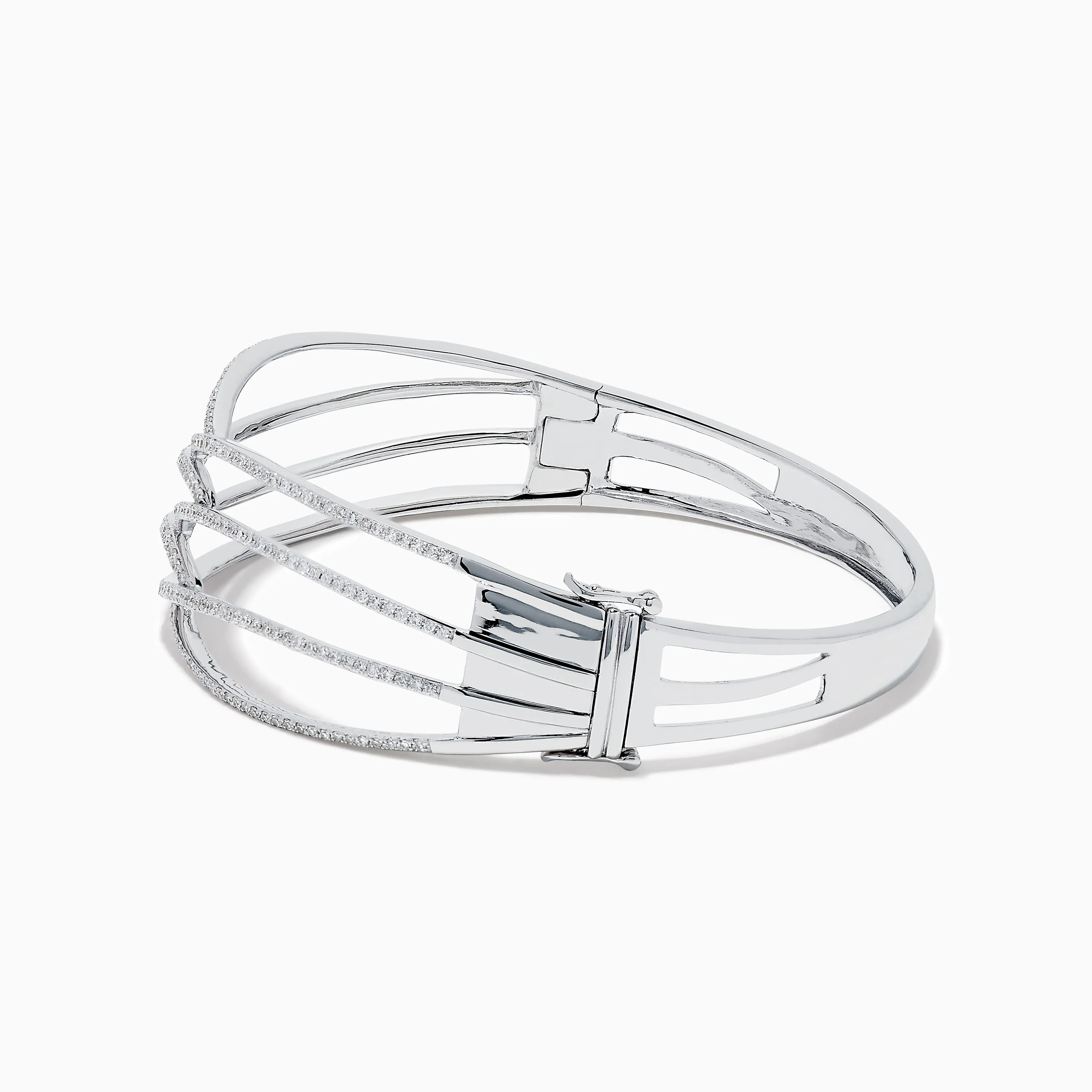 14K White Gold Pave Diamond Crisscross Bangle sold by Effy product image thumbnail 4