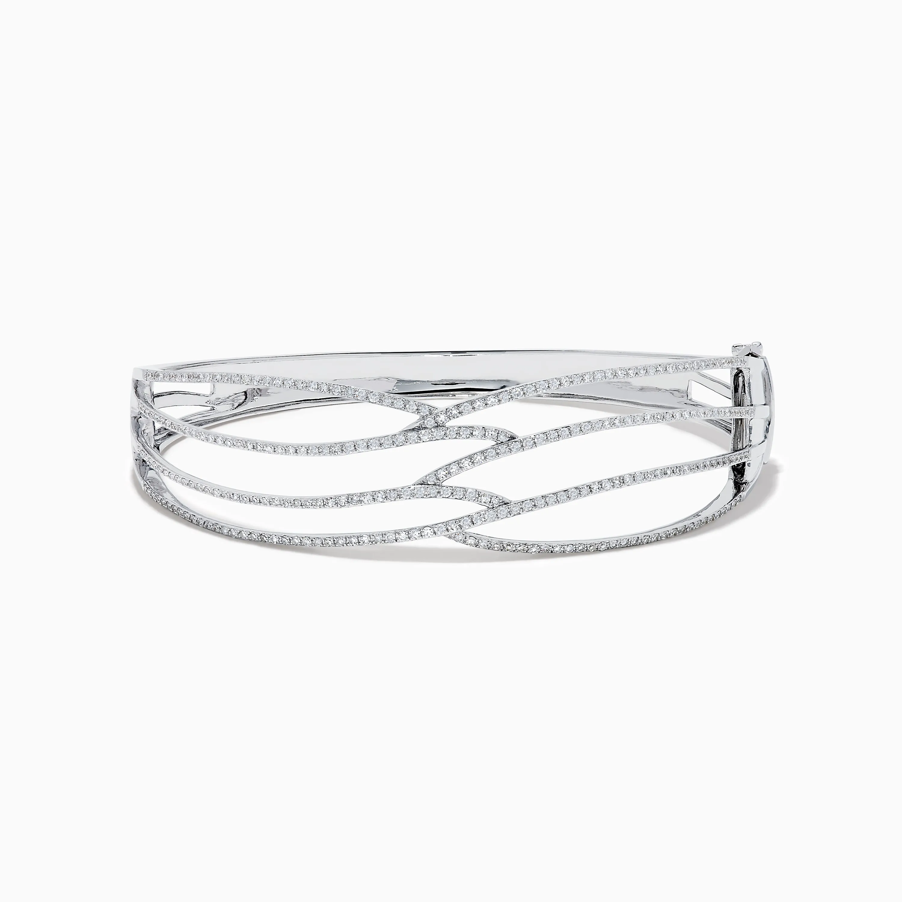 14K White Gold Pave Diamond Crisscross Bangle sold by Effy