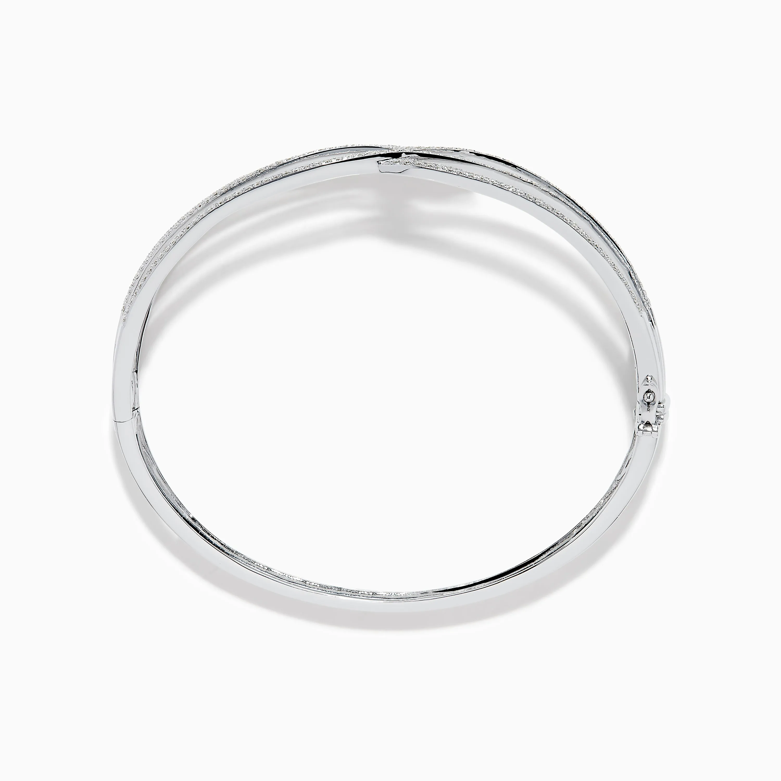 14K White Gold Pave Diamond Crisscross Bangle sold by Effy product image thumbnail 3