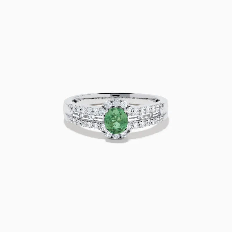 18K White Gold Alexandrite and Diamond Split Halo Ring made by Effy