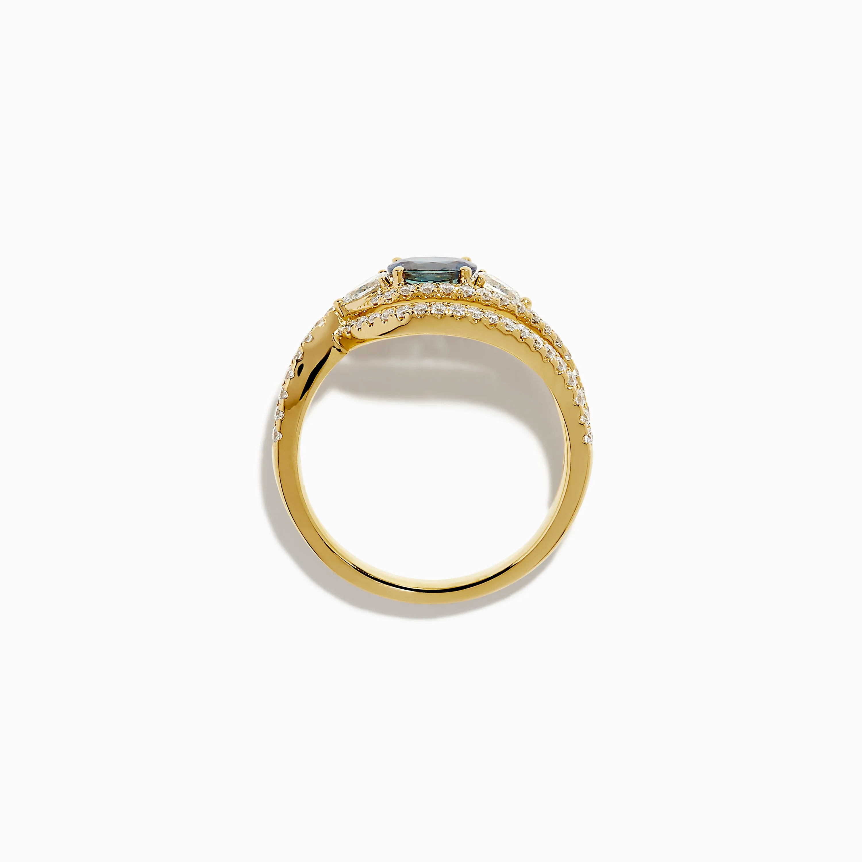 18K Yellow Gold Alexandrite and Diamond Swirl Halo Ring sold by Effy product image thumbnail 3