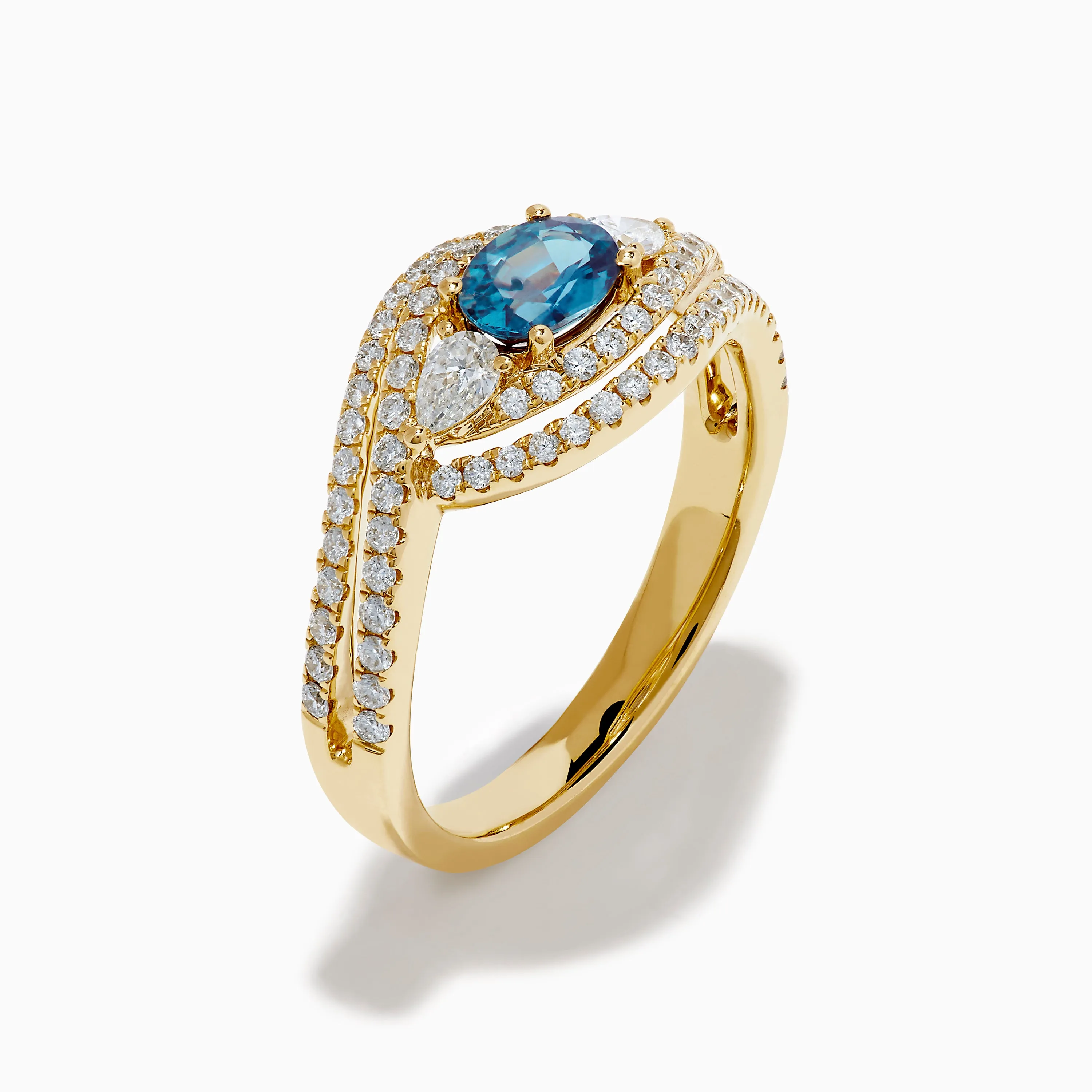 18K Yellow Gold Alexandrite and Diamond Swirl Halo Ring sold by Effy product image thumbnail 4