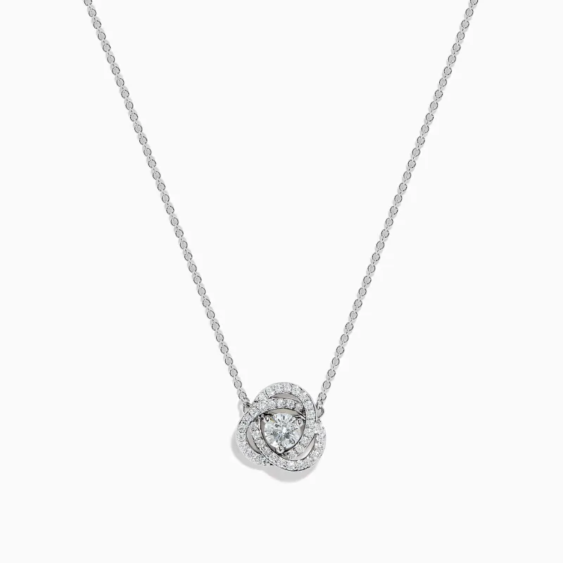 18K White Gold Diamond Love Knot Necklace sold by Effy