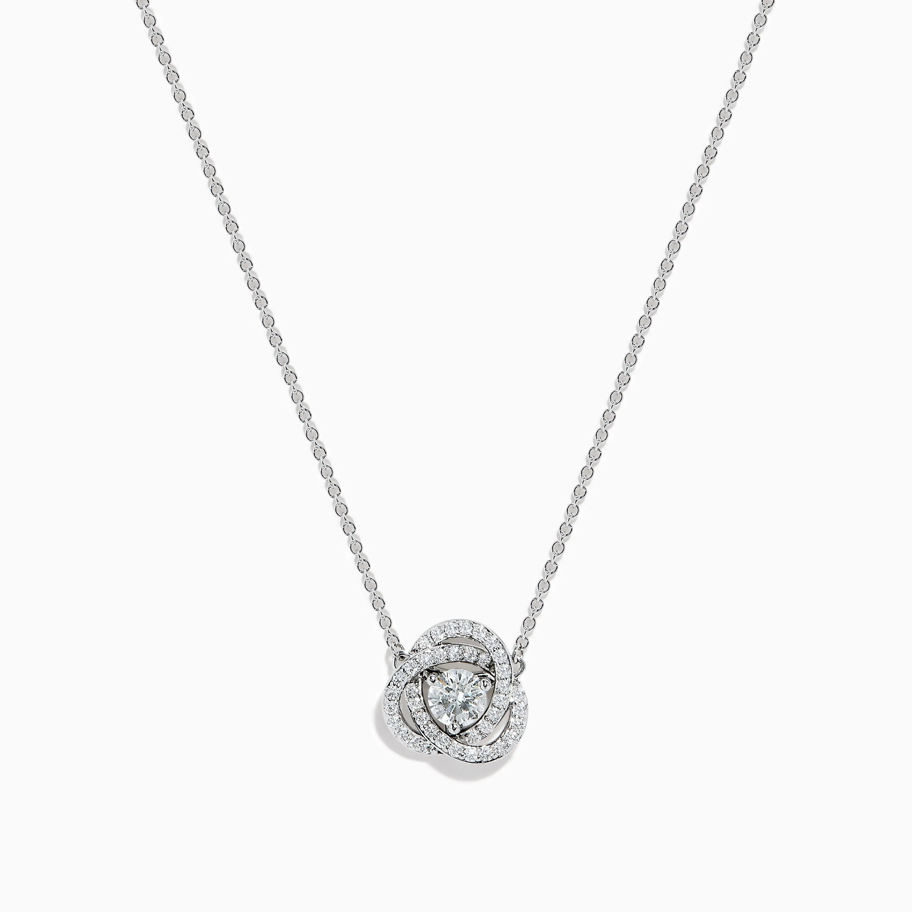 18K White Gold Diamond Love Knot Necklace sold by Effy